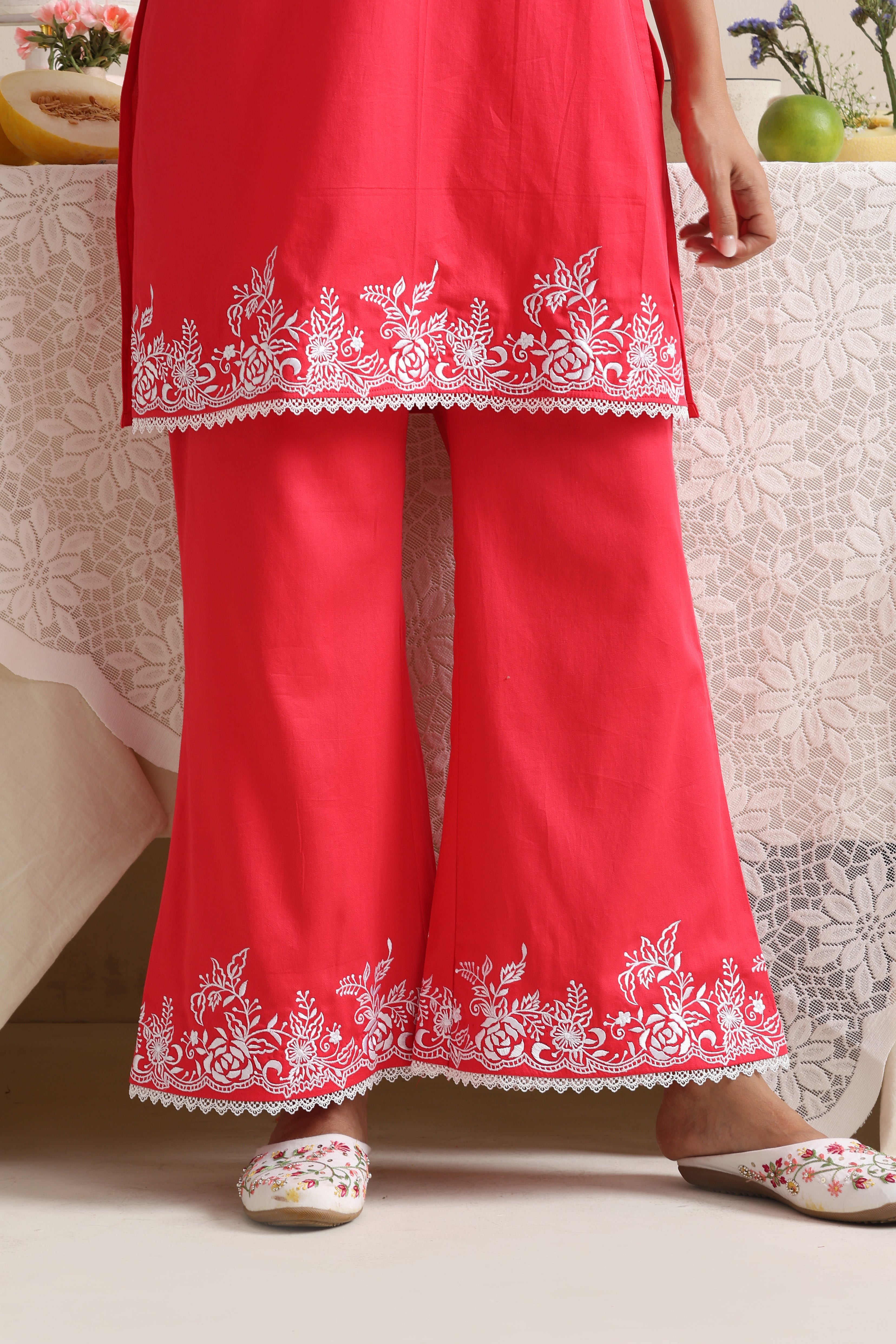 Reine Red Embroidered Kurta Set