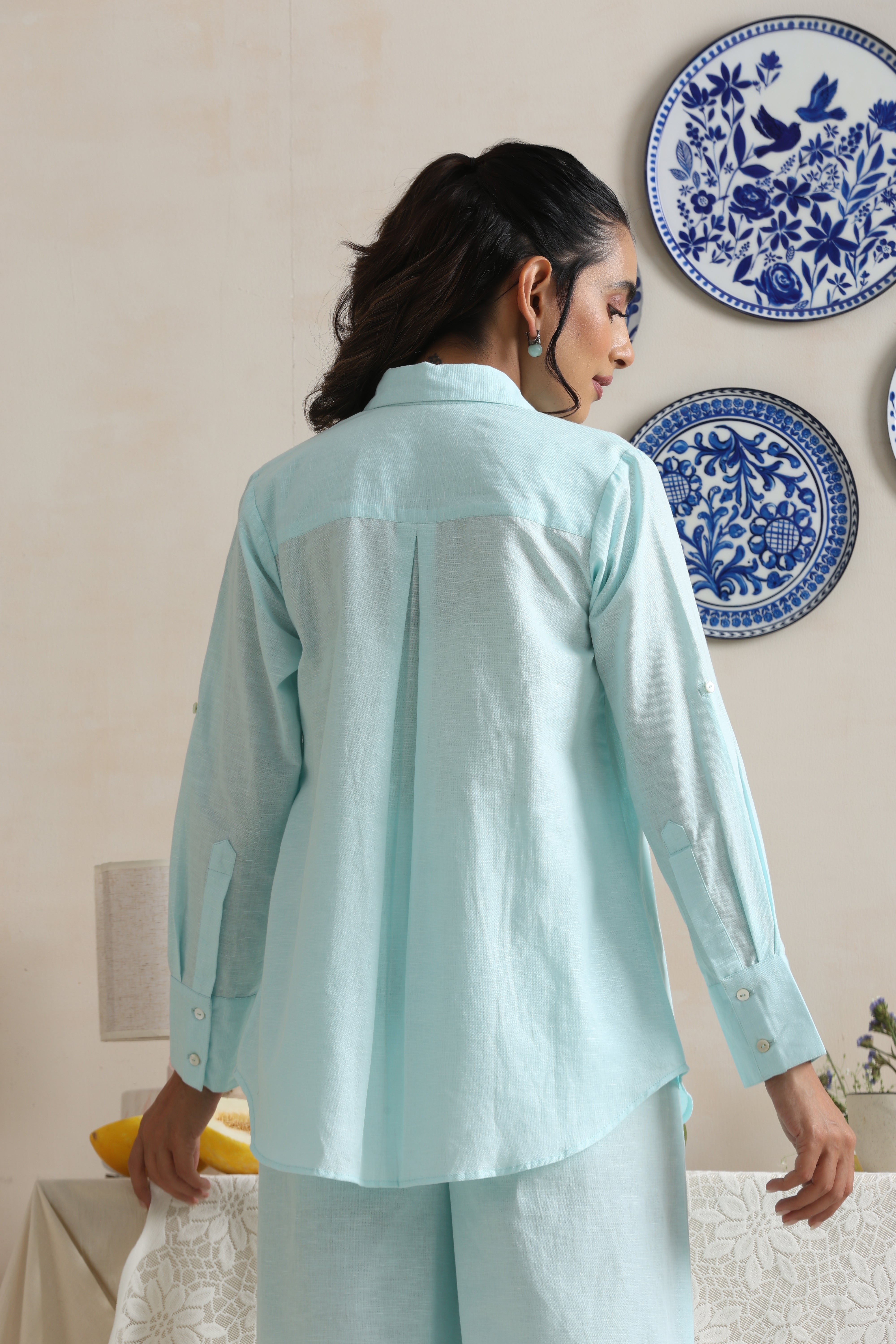 Ivory Blue Embroidered Co-ord Set