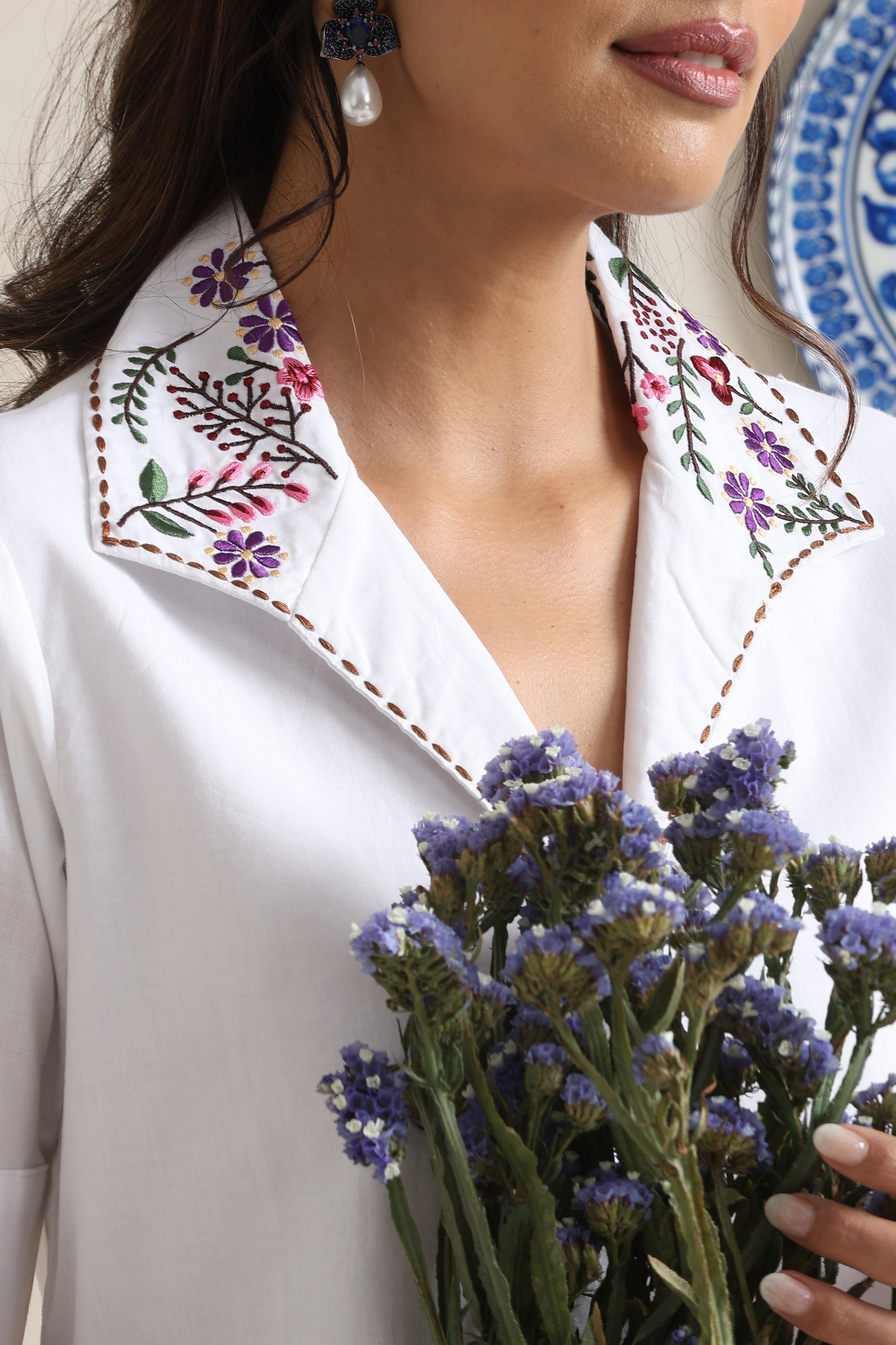 Watson White Embroidered Co-ord Set