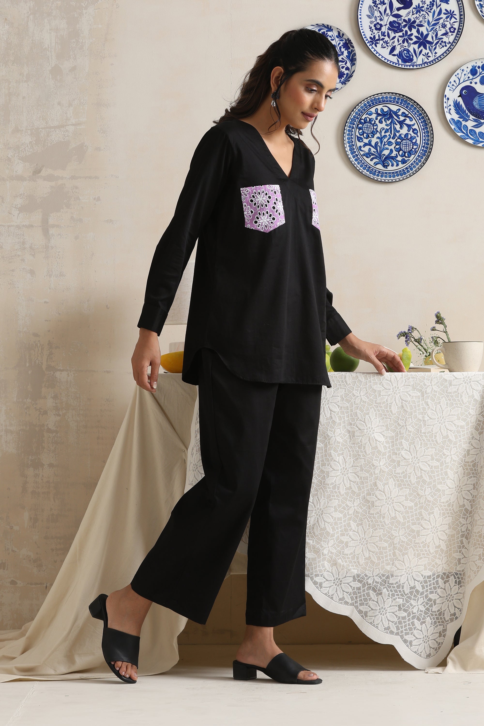 Kendra Black & Purple Co-ord Set