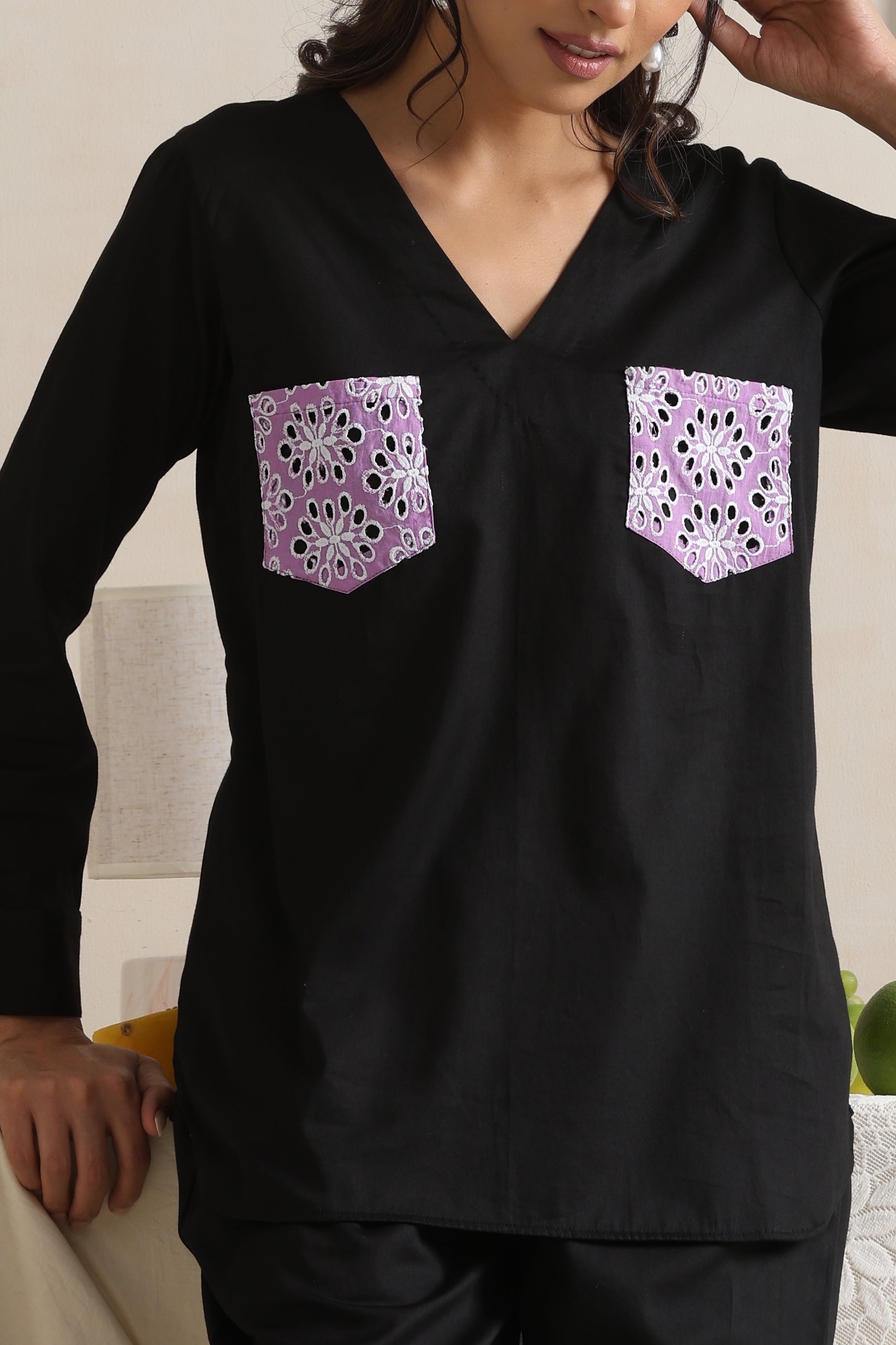 Kendra Black & Purple Co-ord Set