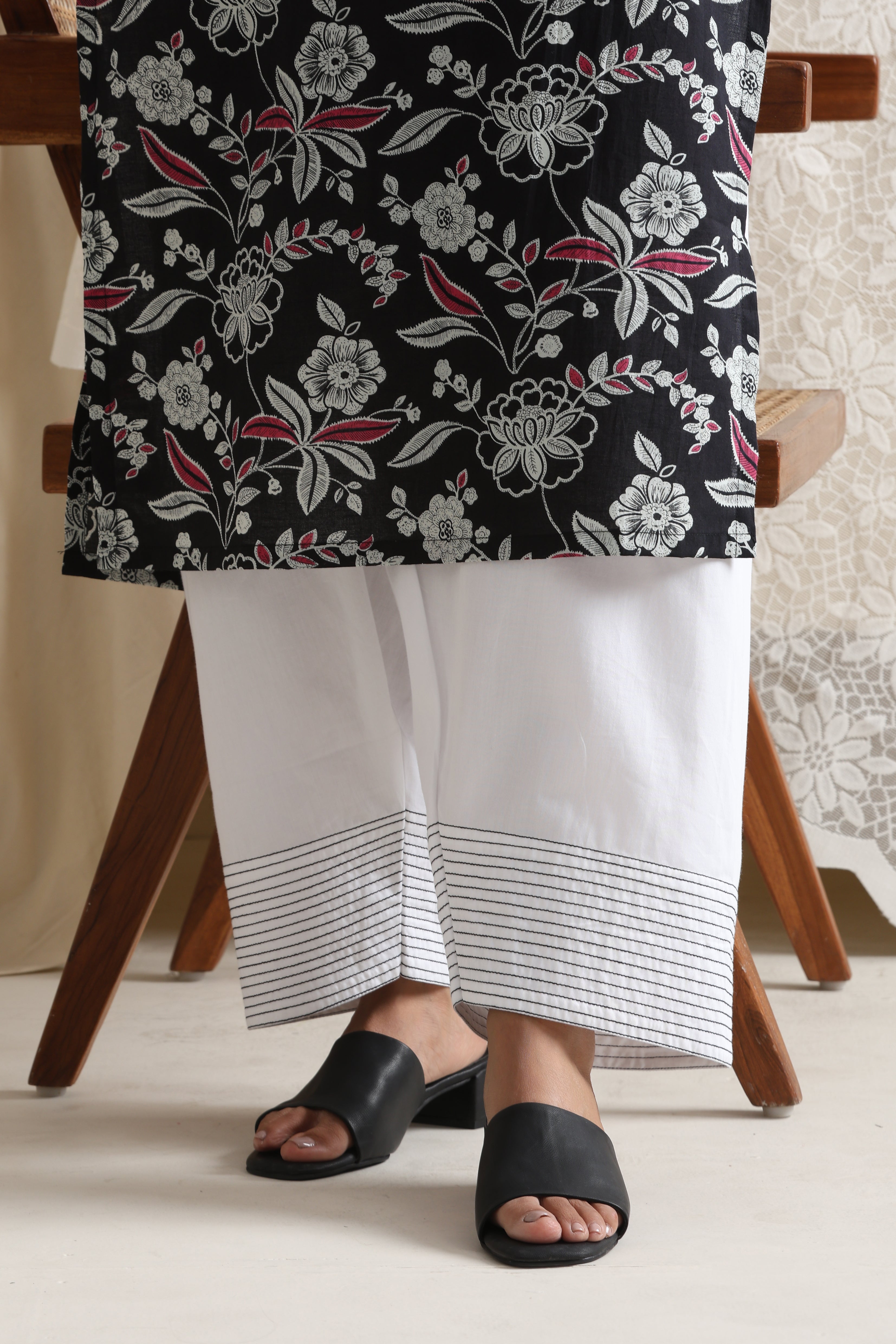 Miranda Black Floral Kurta Set