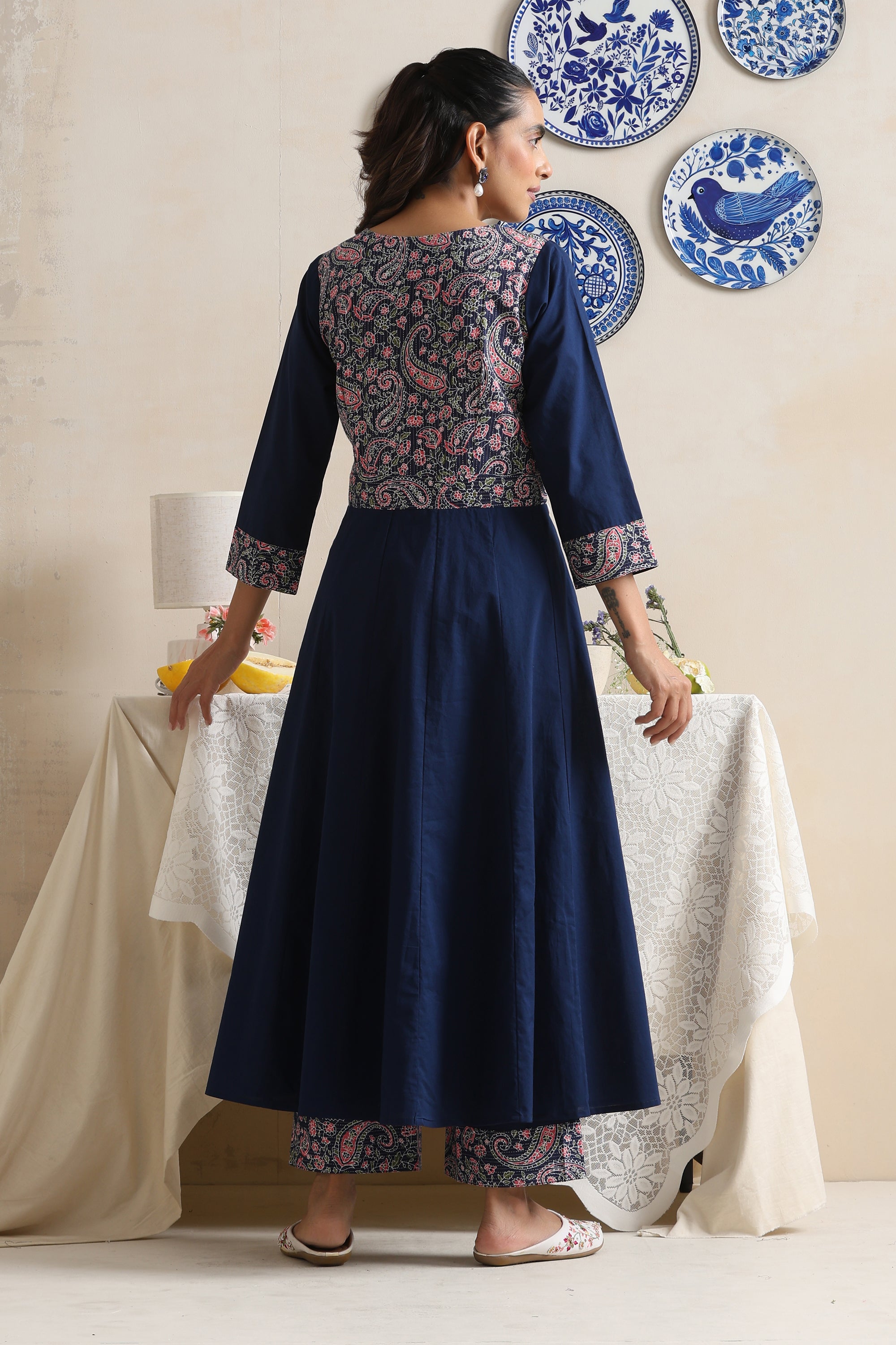 Leona Indigo Paisley Anarkali Set