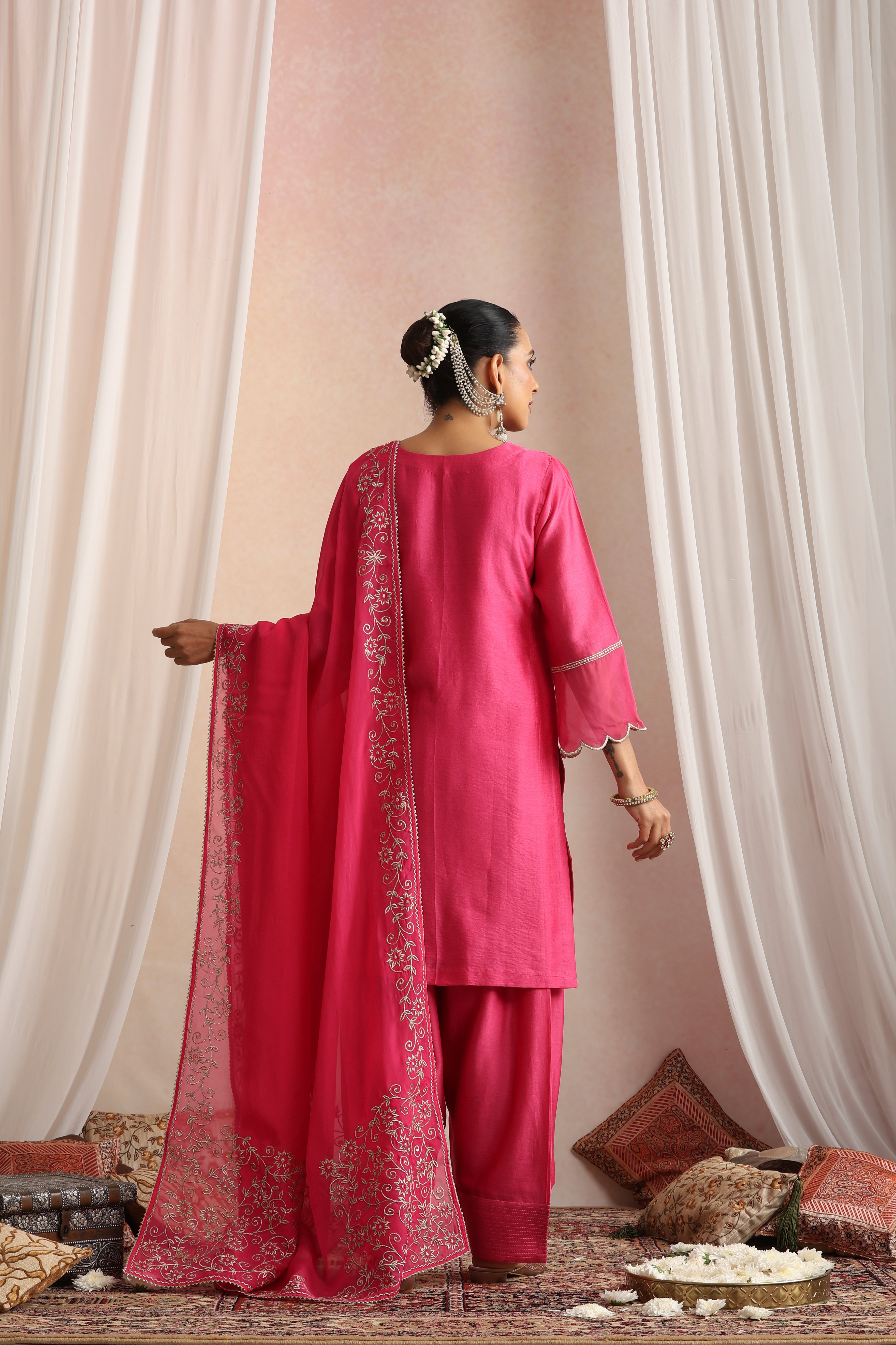 Khwaab Magenta Embroidered Kurta Set with Dupatta