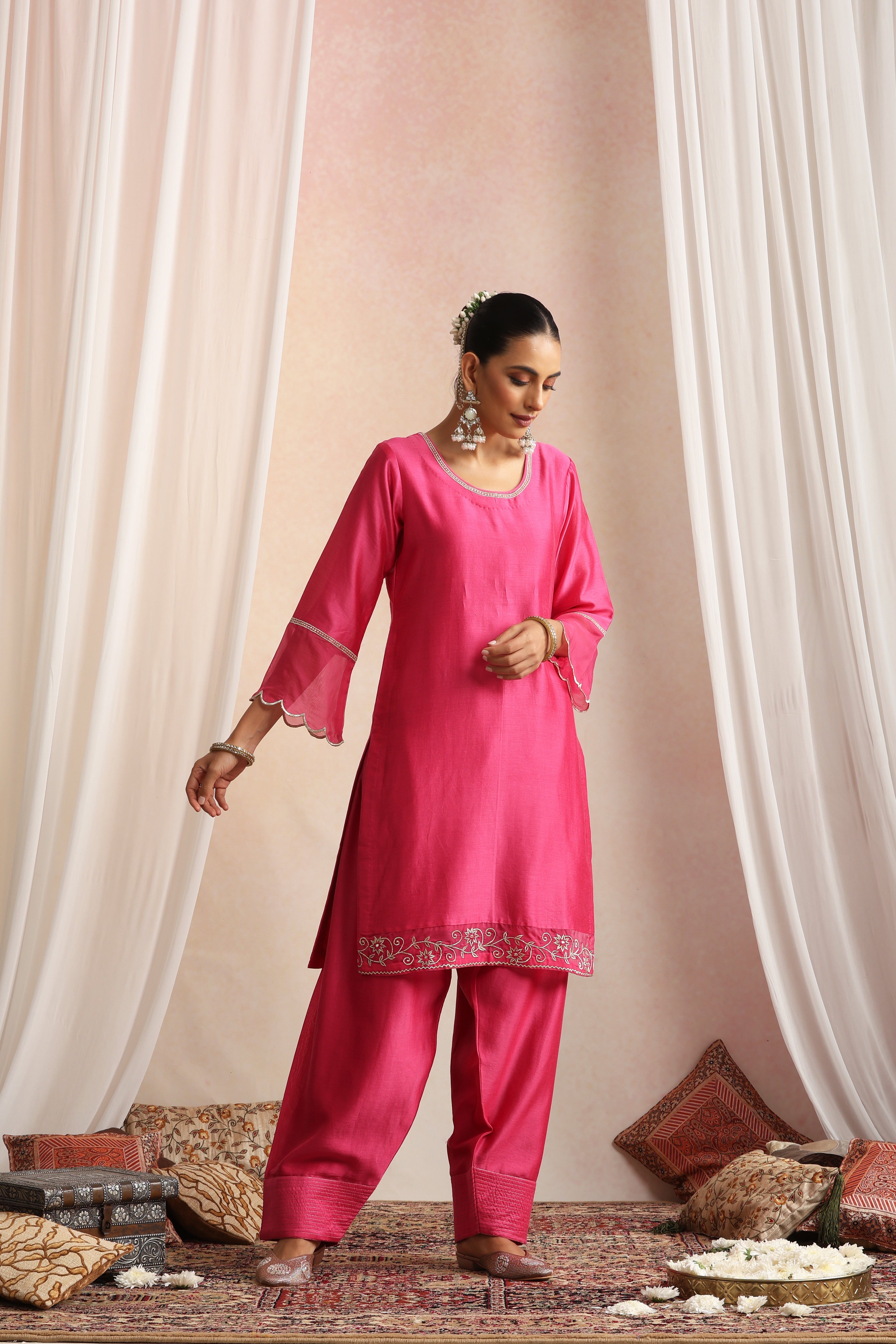Khwaab Magenta Embroidered Kurta Set with Dupatta