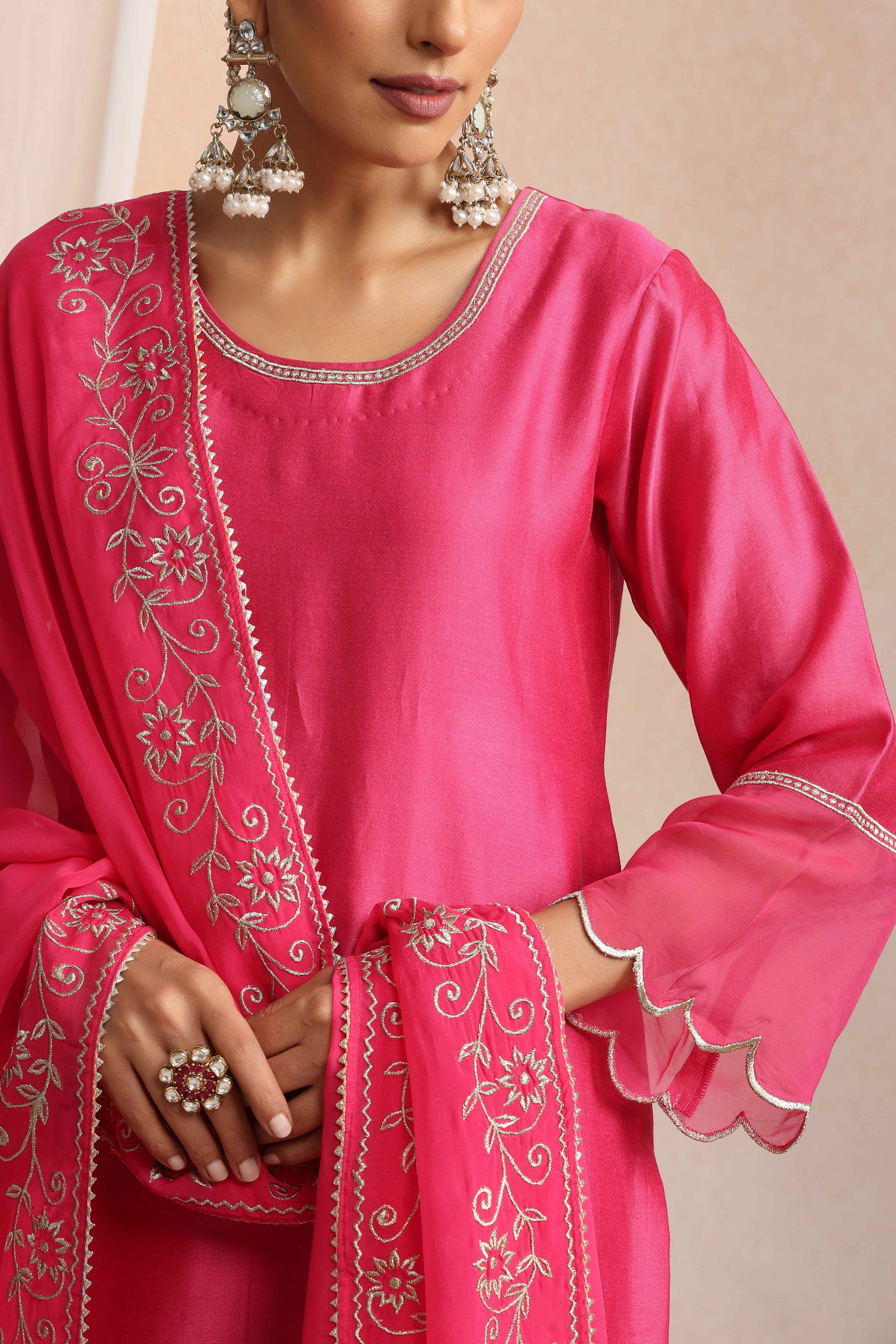 Khwaab Magenta Embroidered Kurta Set with Dupatta