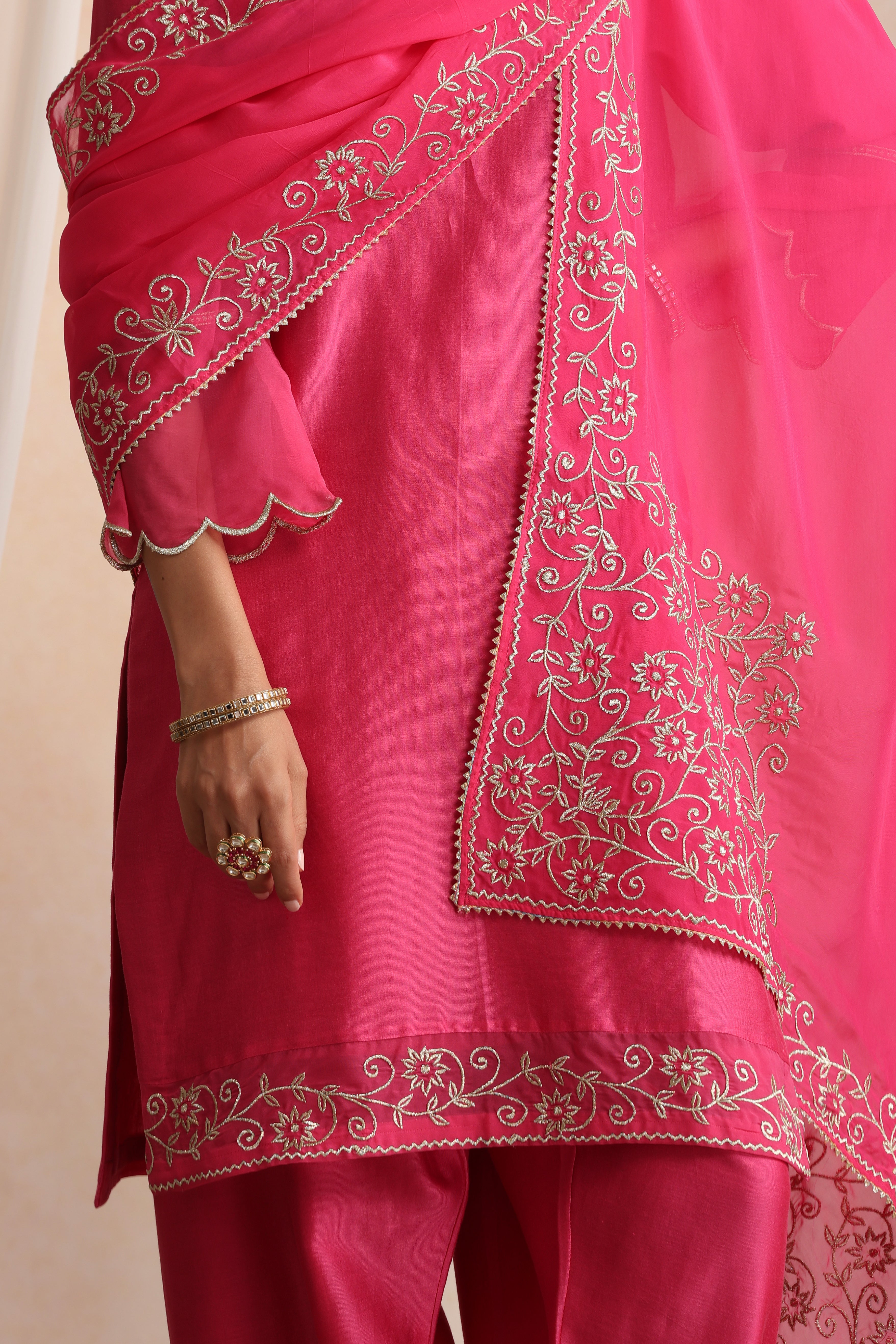 Khwaab Magenta Embroidered Kurta Set with Dupatta