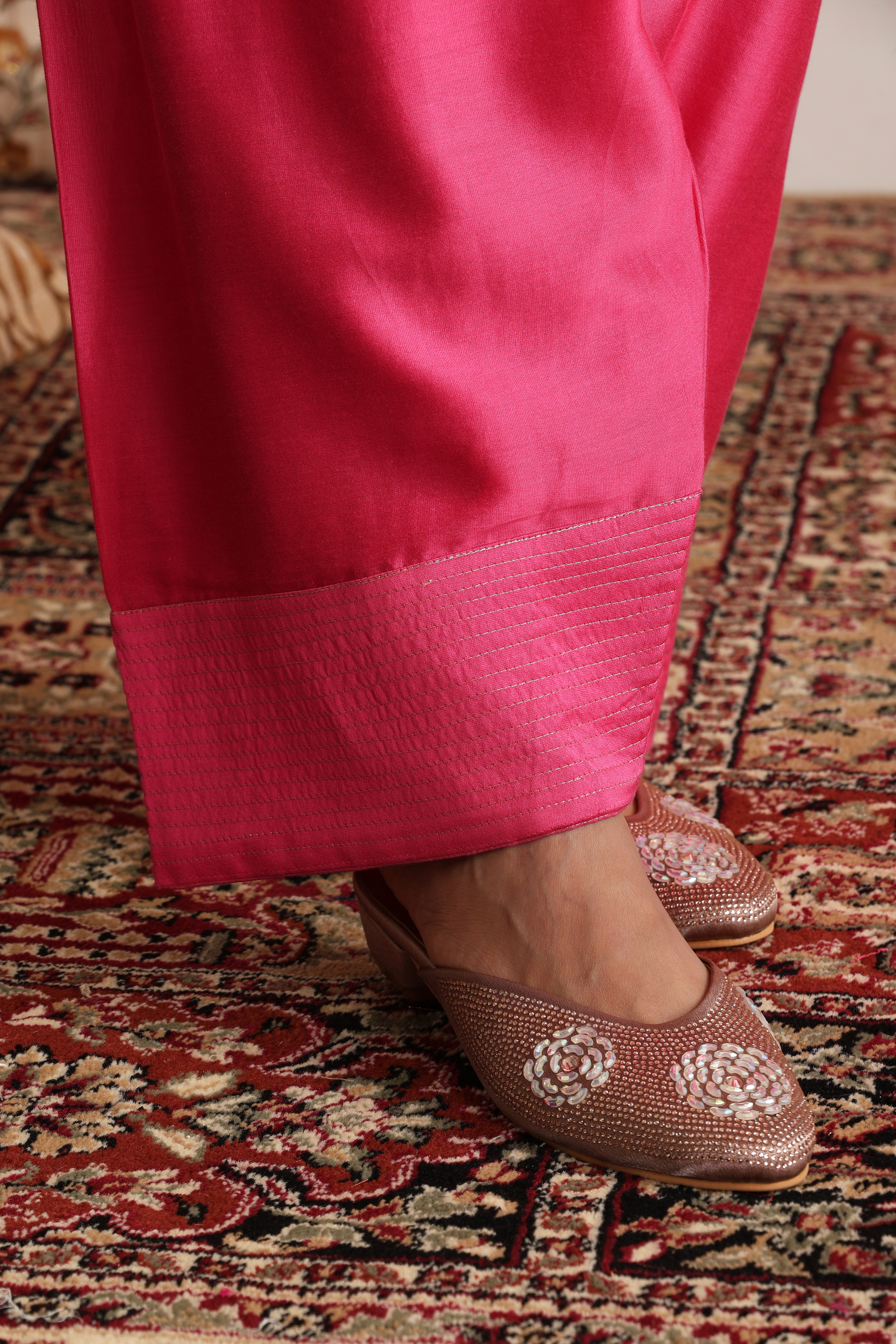 Khwaab Magenta Embroidered Kurta Set with Dupatta