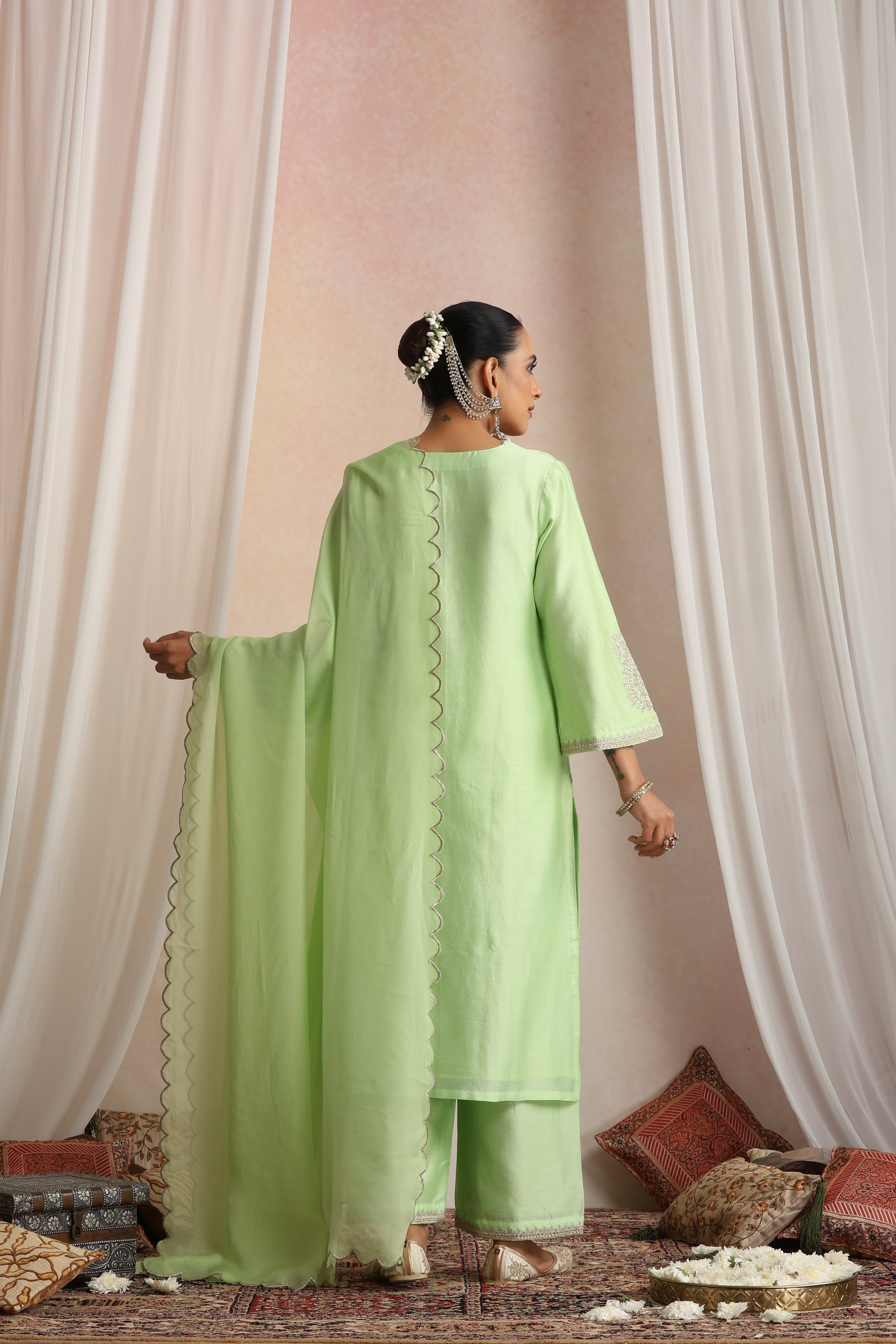 Kashish Pastel Green Embroidered Kurta Set with Dupatta