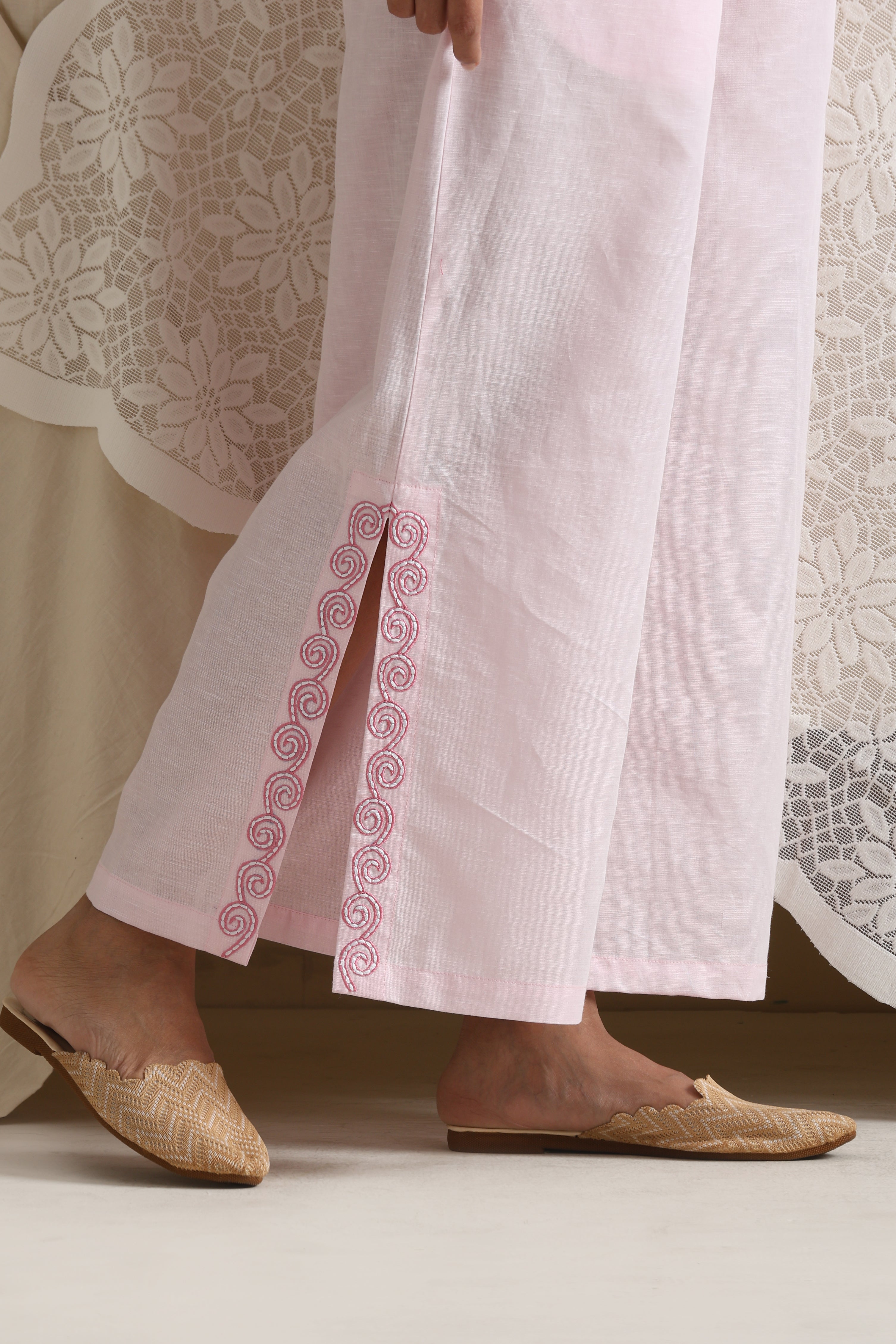 Ivory Pink Embroidered Co-ord Set