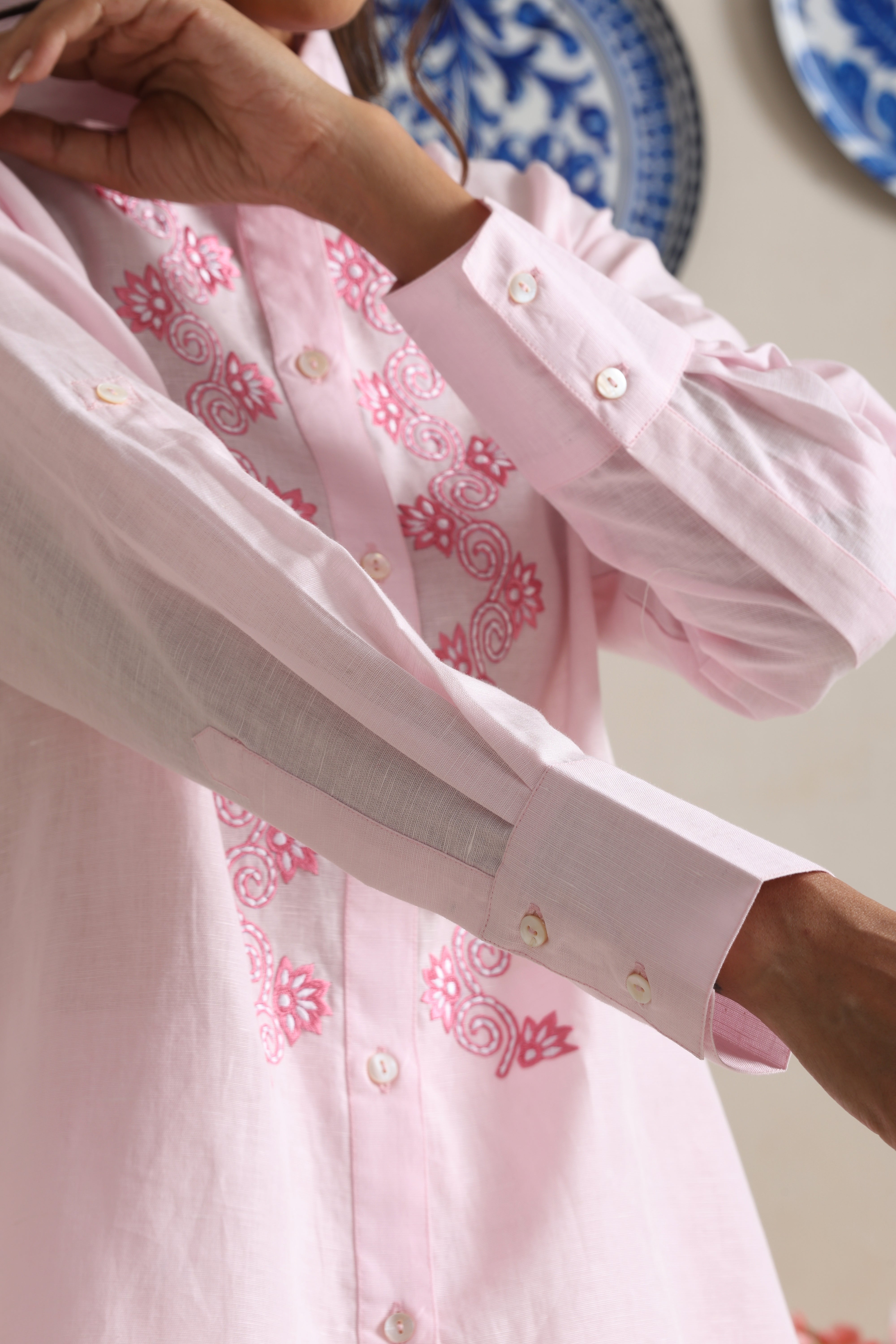 Ivory Pink Embroidered Co-ord Set
