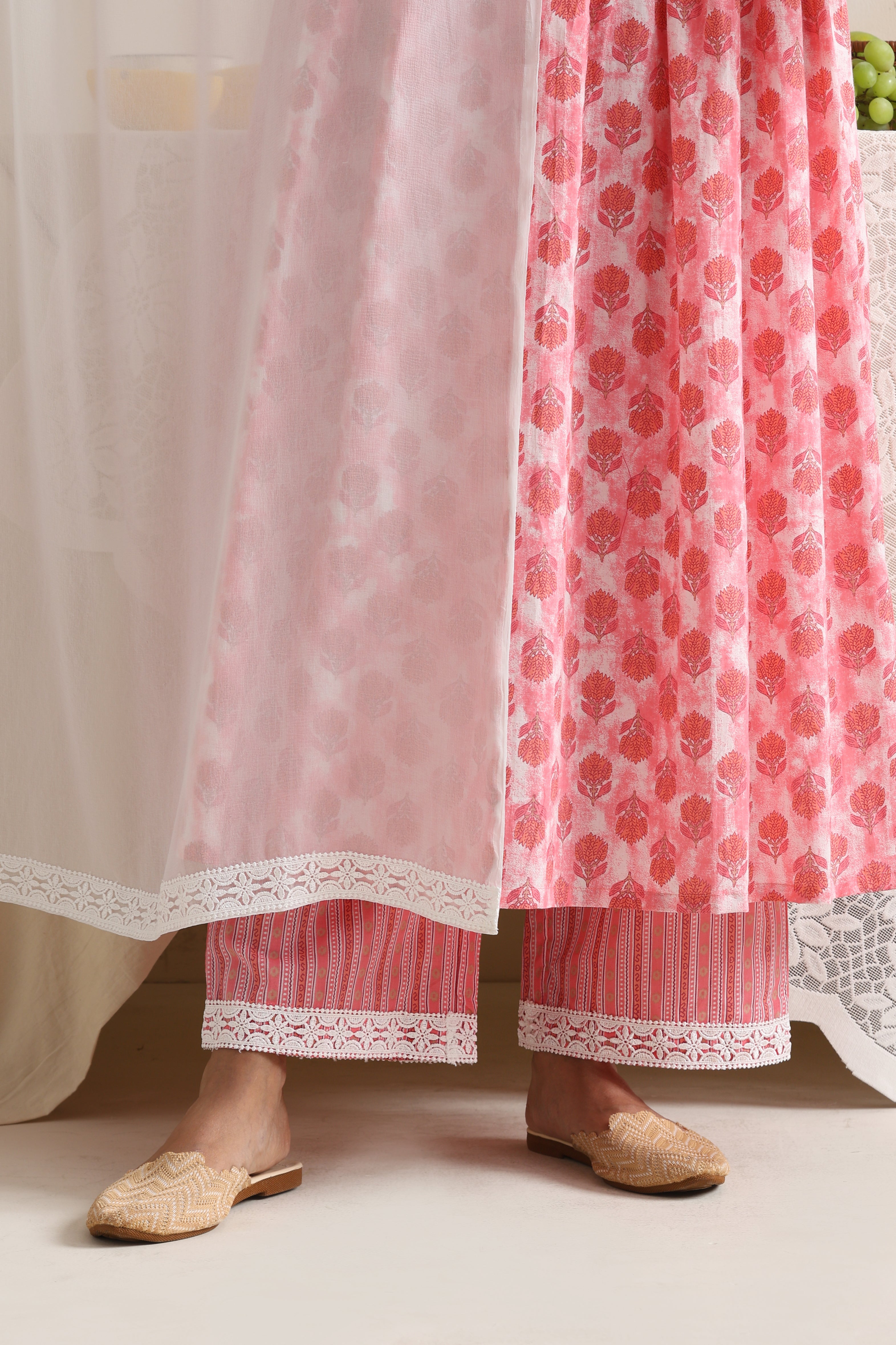 Fern Pink Anarkali Set with Dupatta