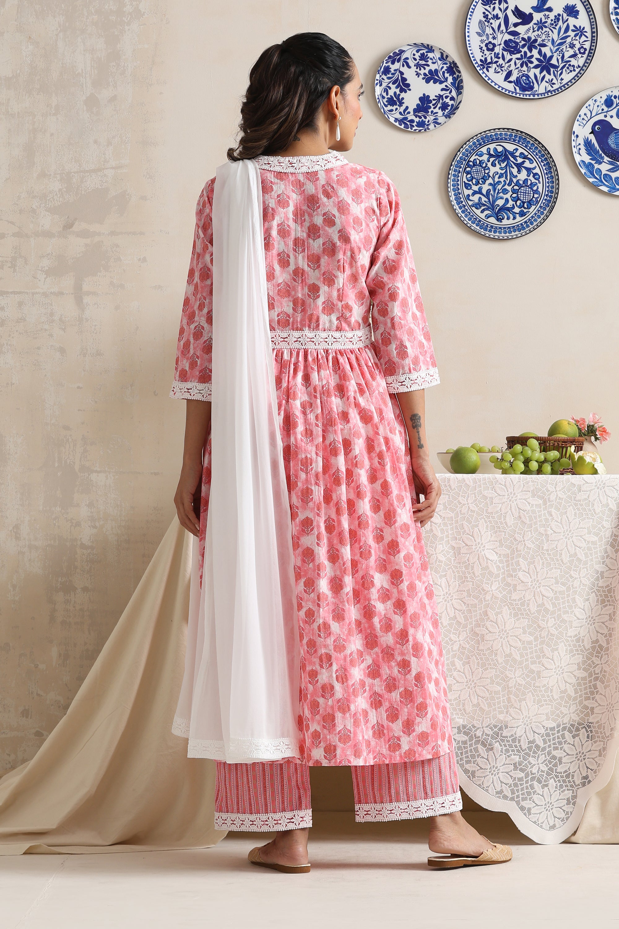 Fern Pink Anarkali Set with Dupatta