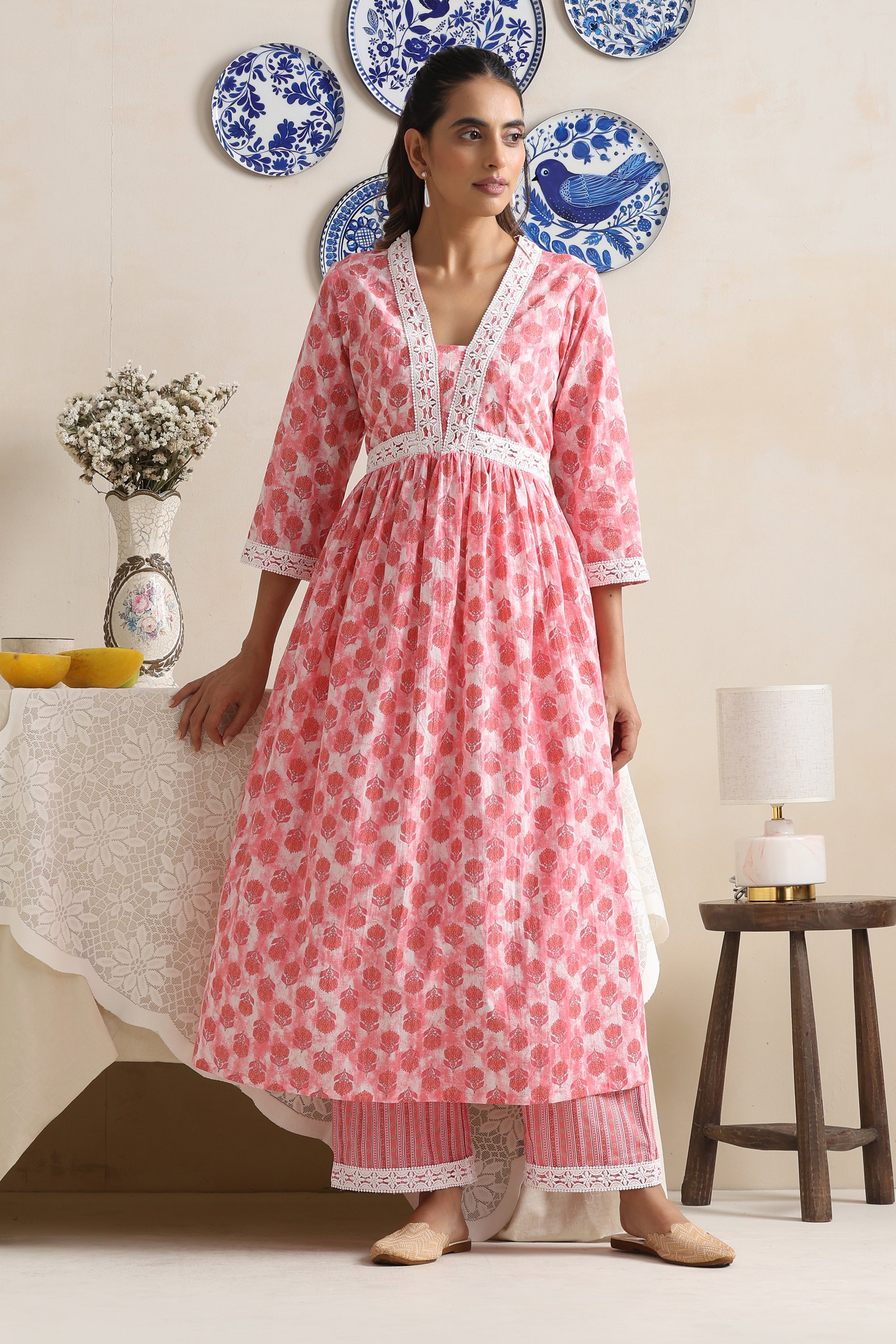 Fern Pink Anarkali Set with Dupatta