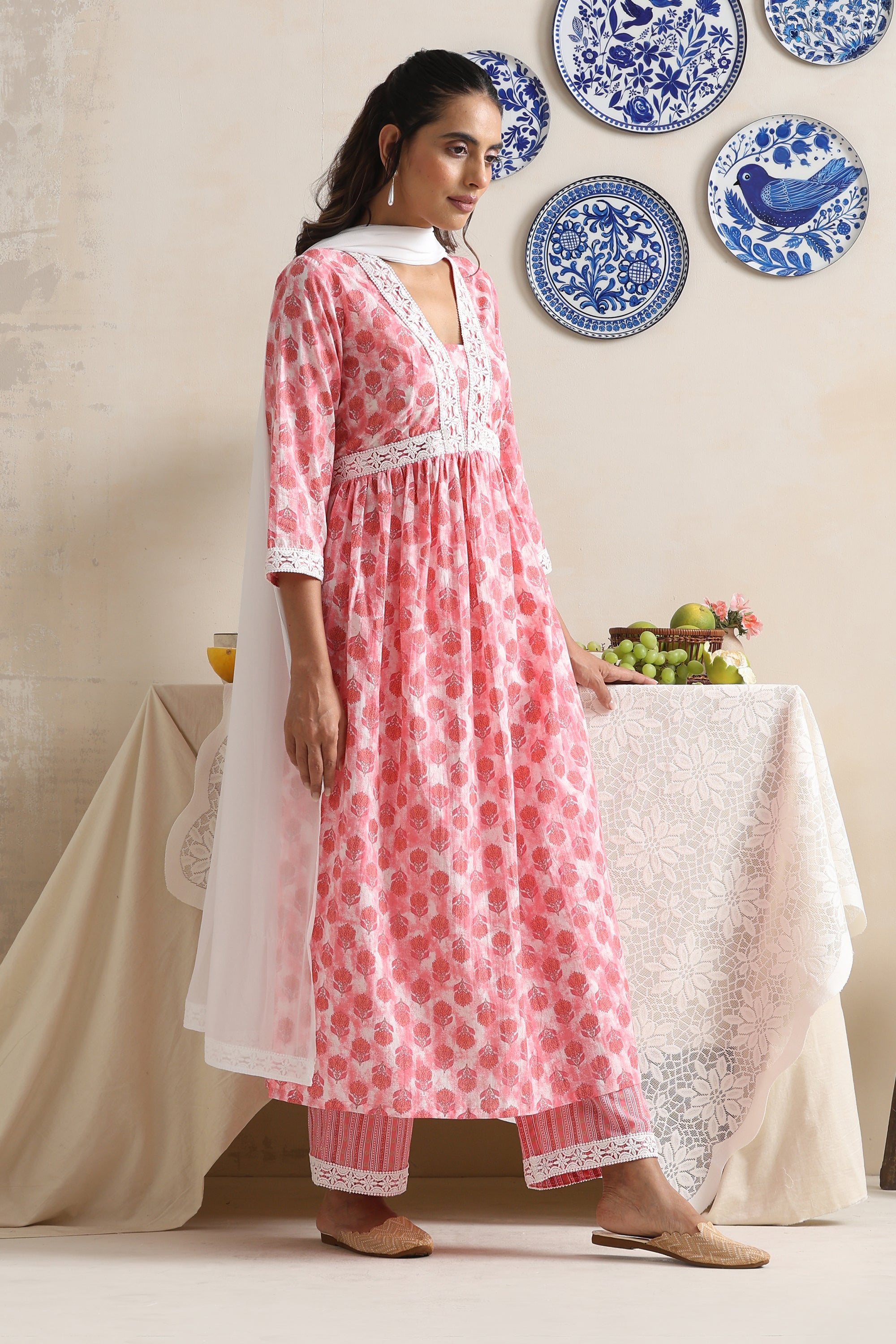 Fern Pink Anarkali Set with Dupatta