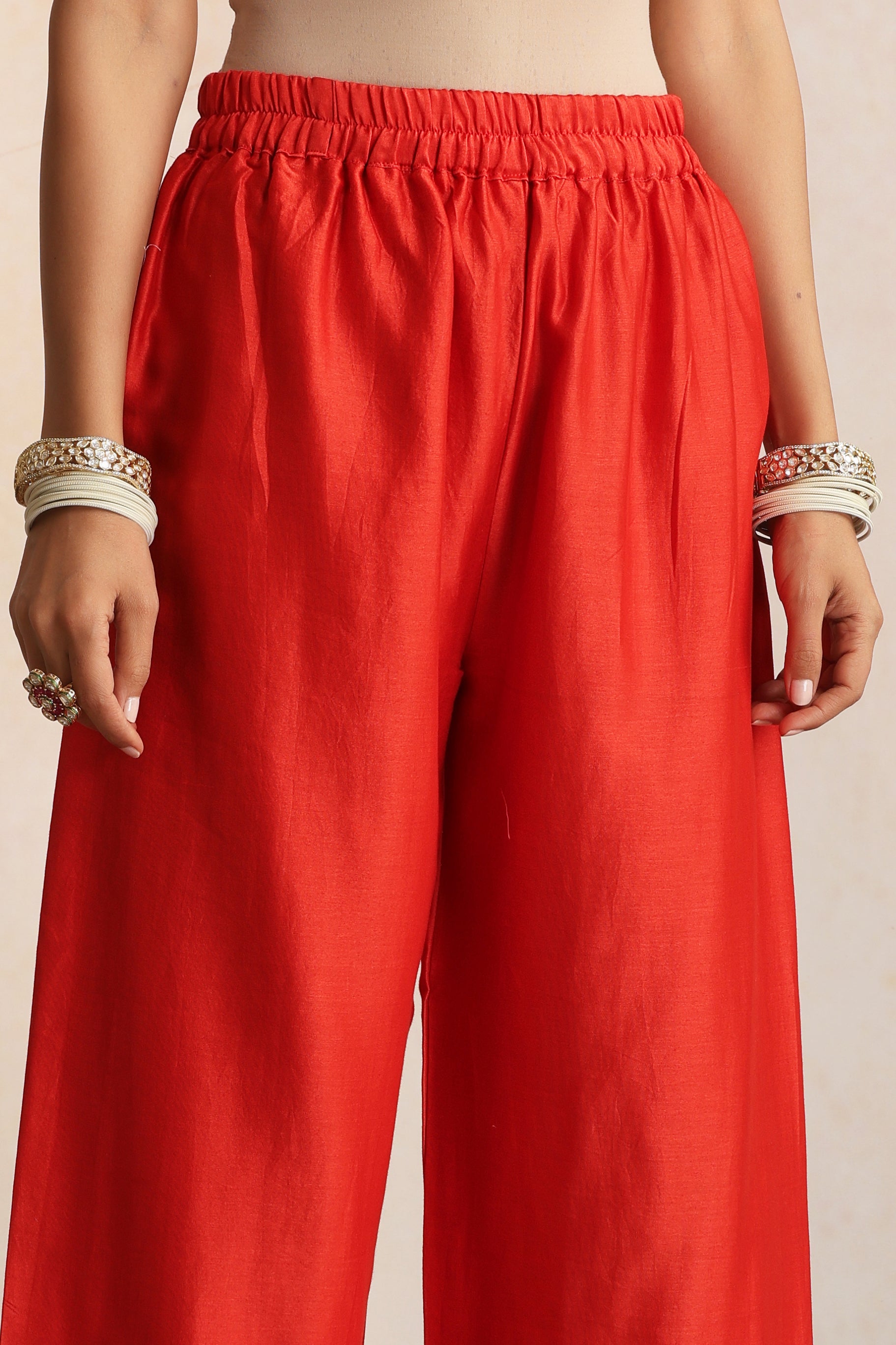 Ashwatha Red Embroidered Pintex Kurta Set with Dupatta