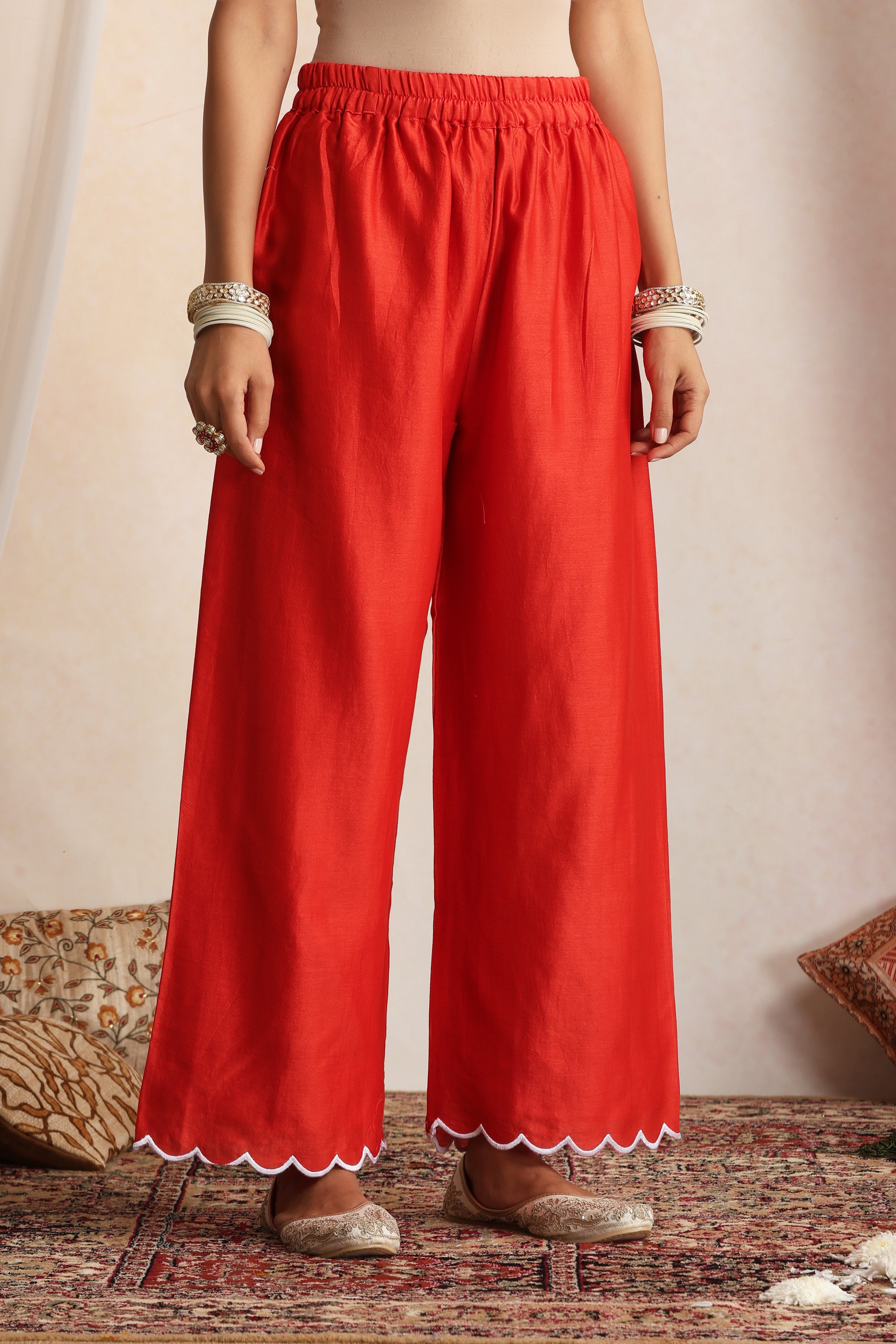 Ashwatha Red Embroidered Pintex Kurta Set with Dupatta