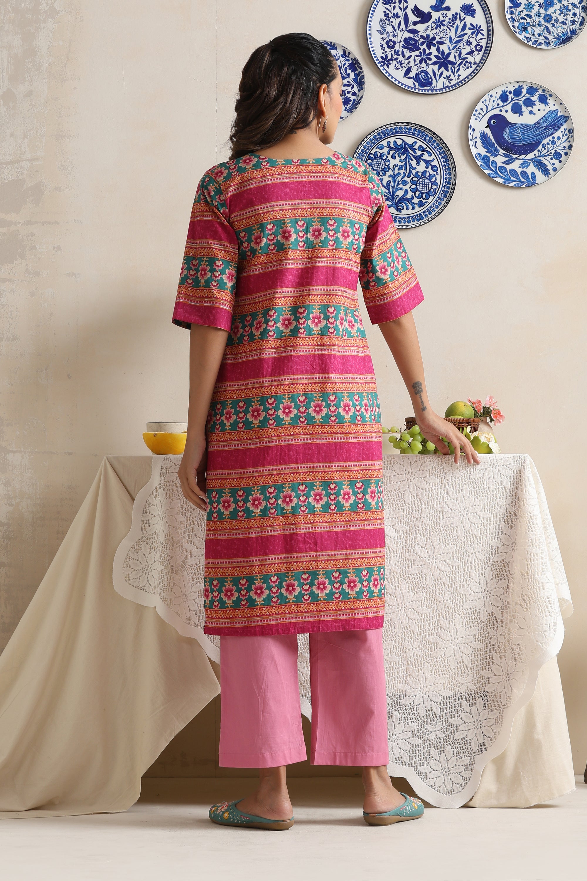 Lennon Multicolored Handblock Kurta Set