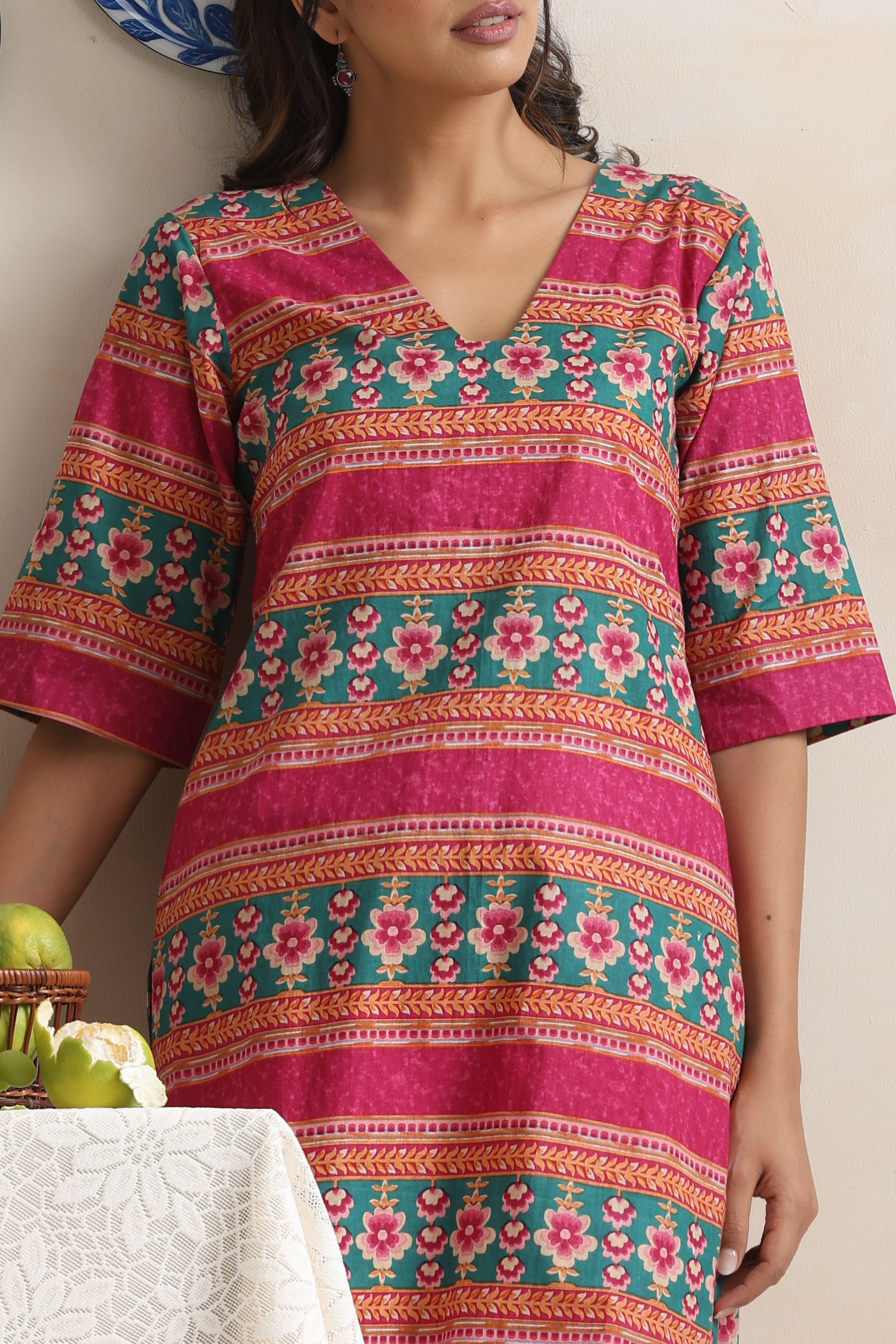 Lennon Multicolored Handblock Kurta Set