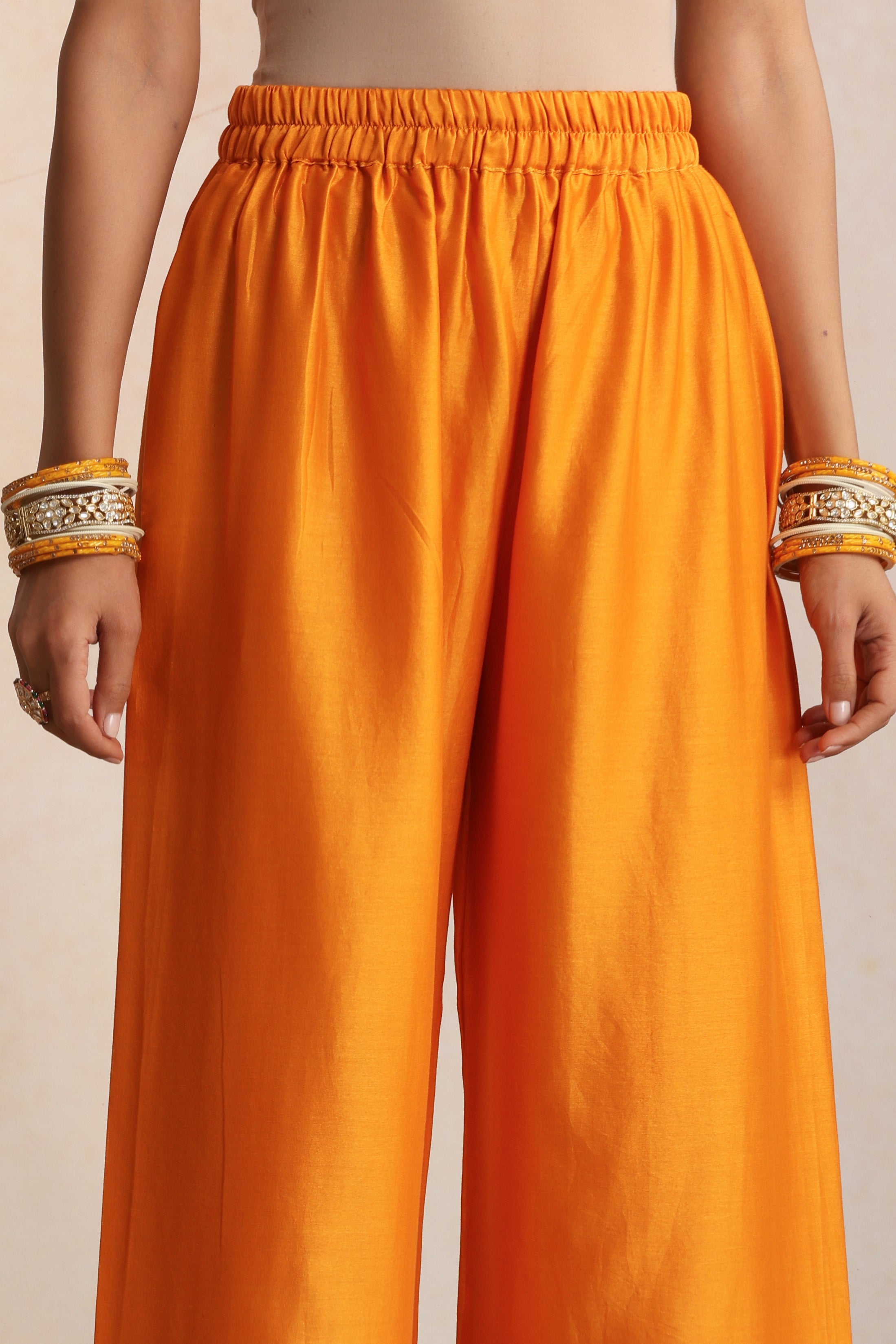 Somia Orange Embroidered Kurta Set with Dupatta