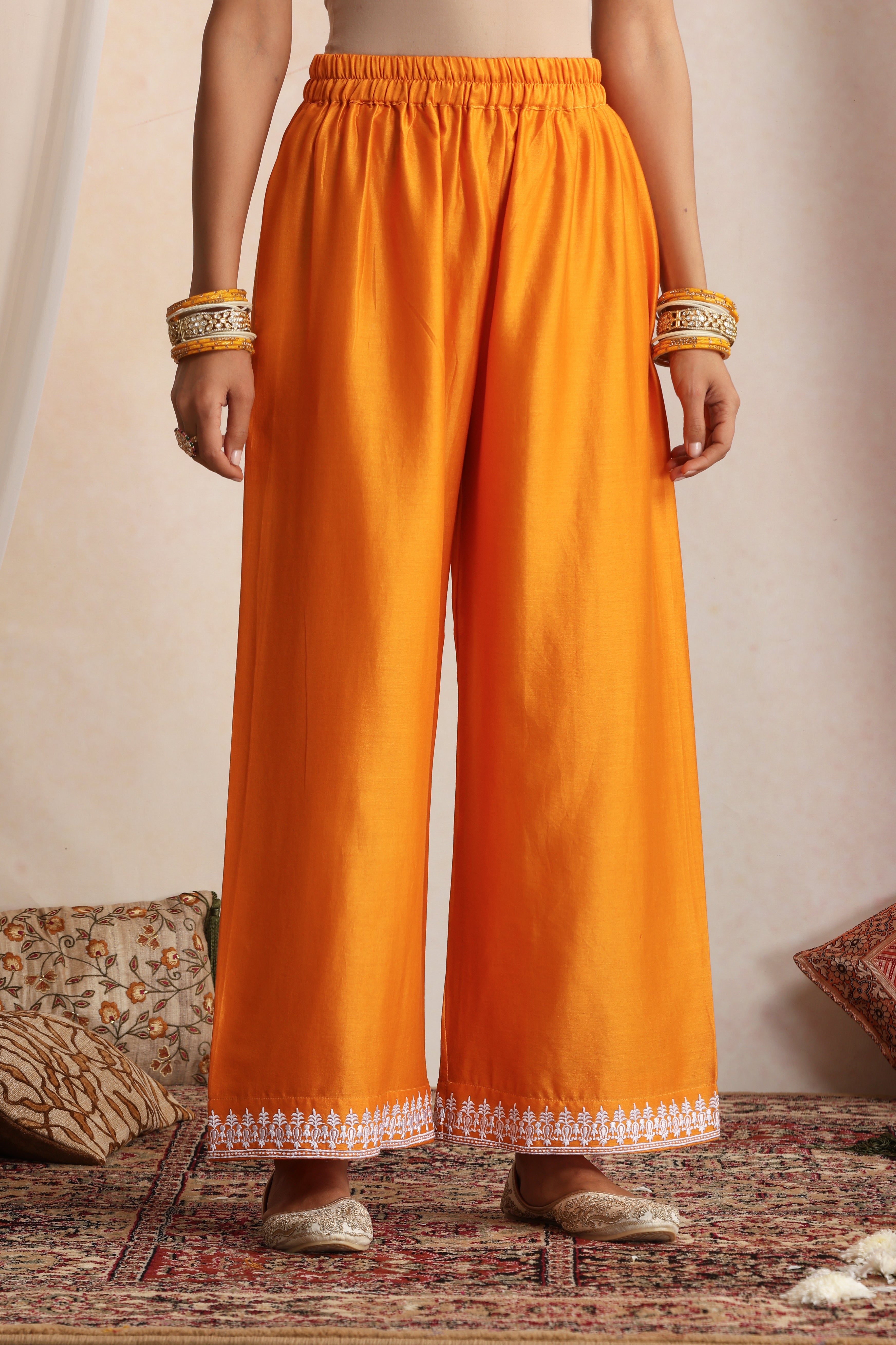 Somia Orange Embroidered Kurta Set with Dupatta
