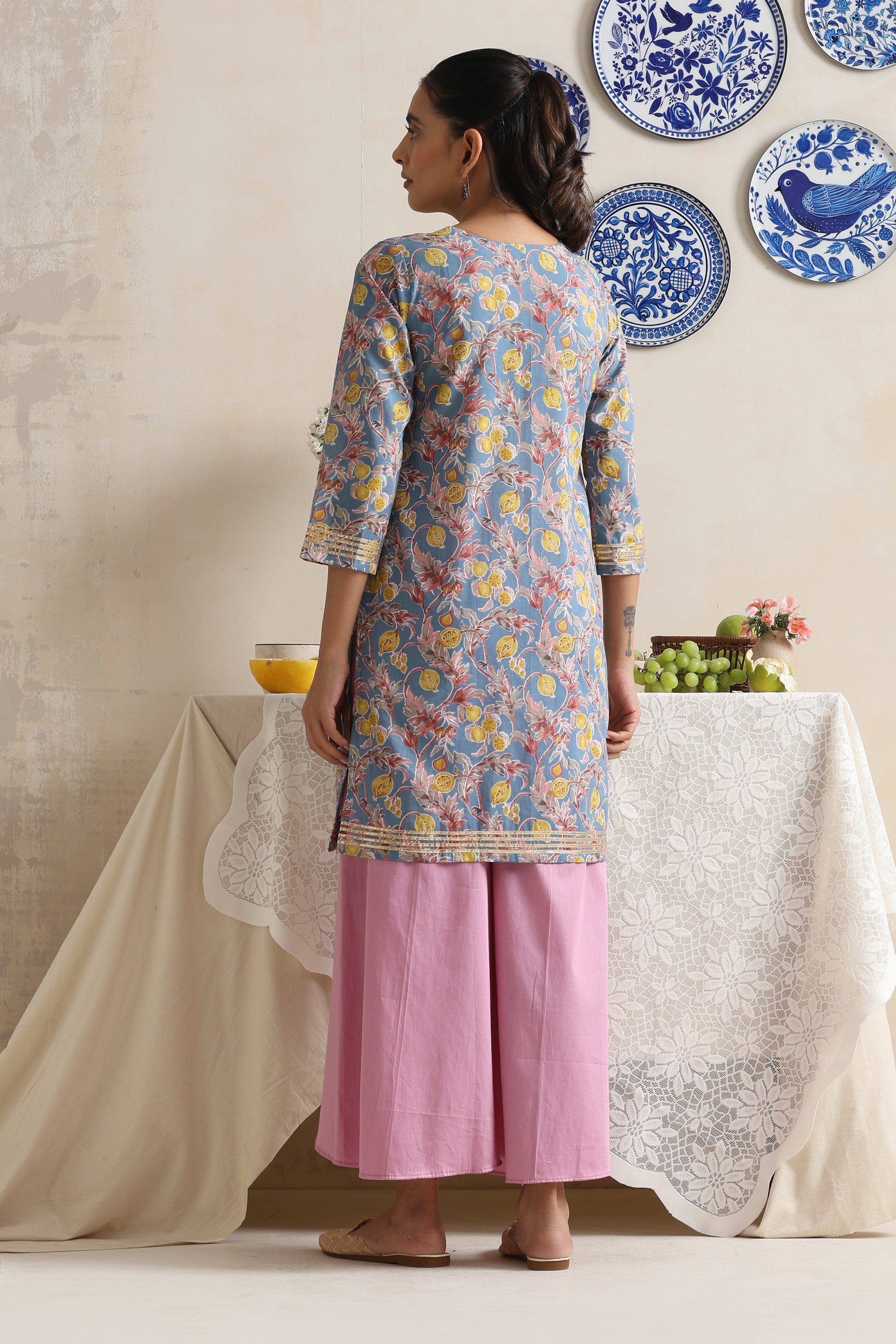 Grace Multicolored Floral Handblock Kurta Set