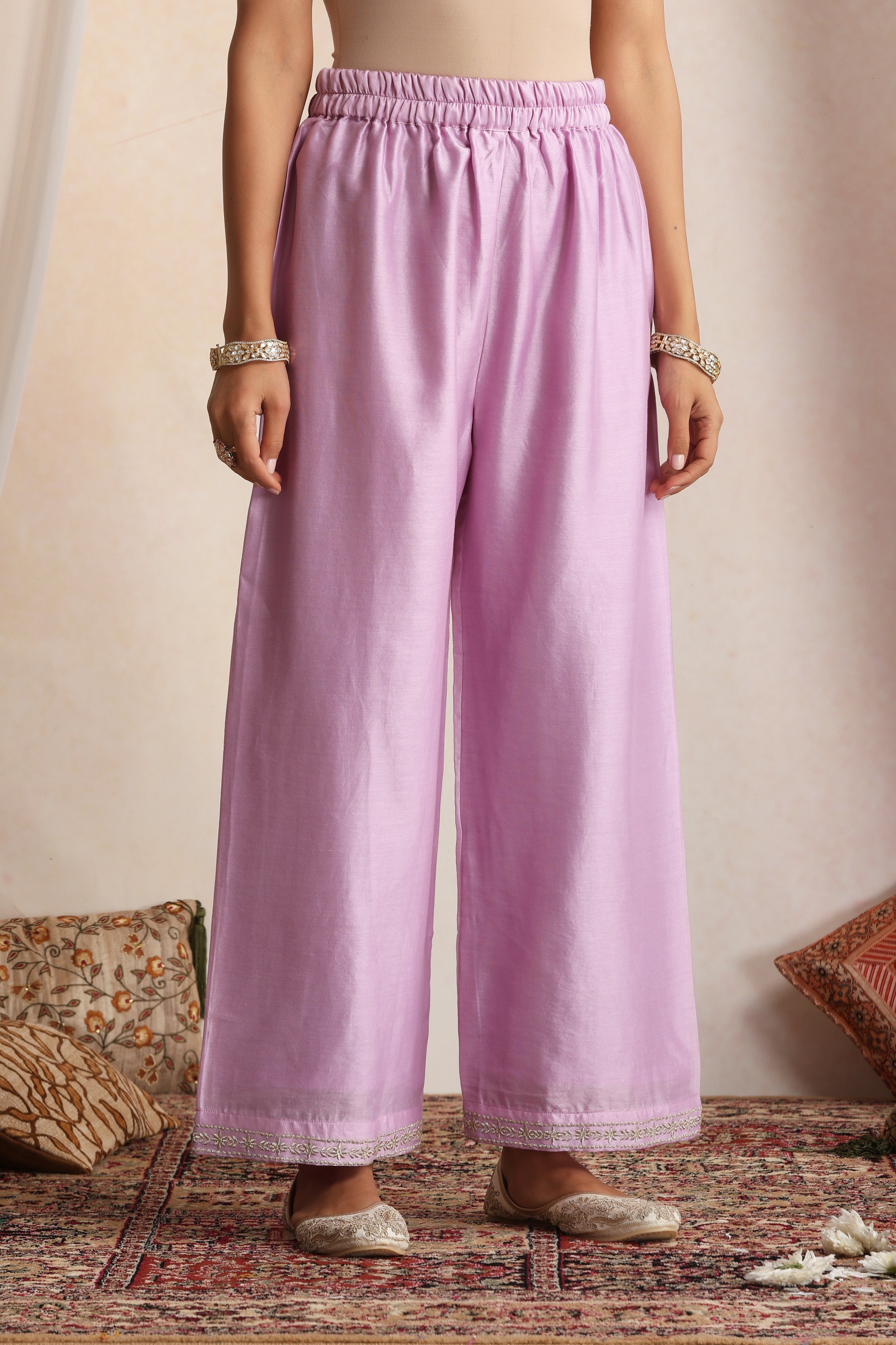 Nimiti Lavender Embroidered Pintex Kurta Set with Dupatta