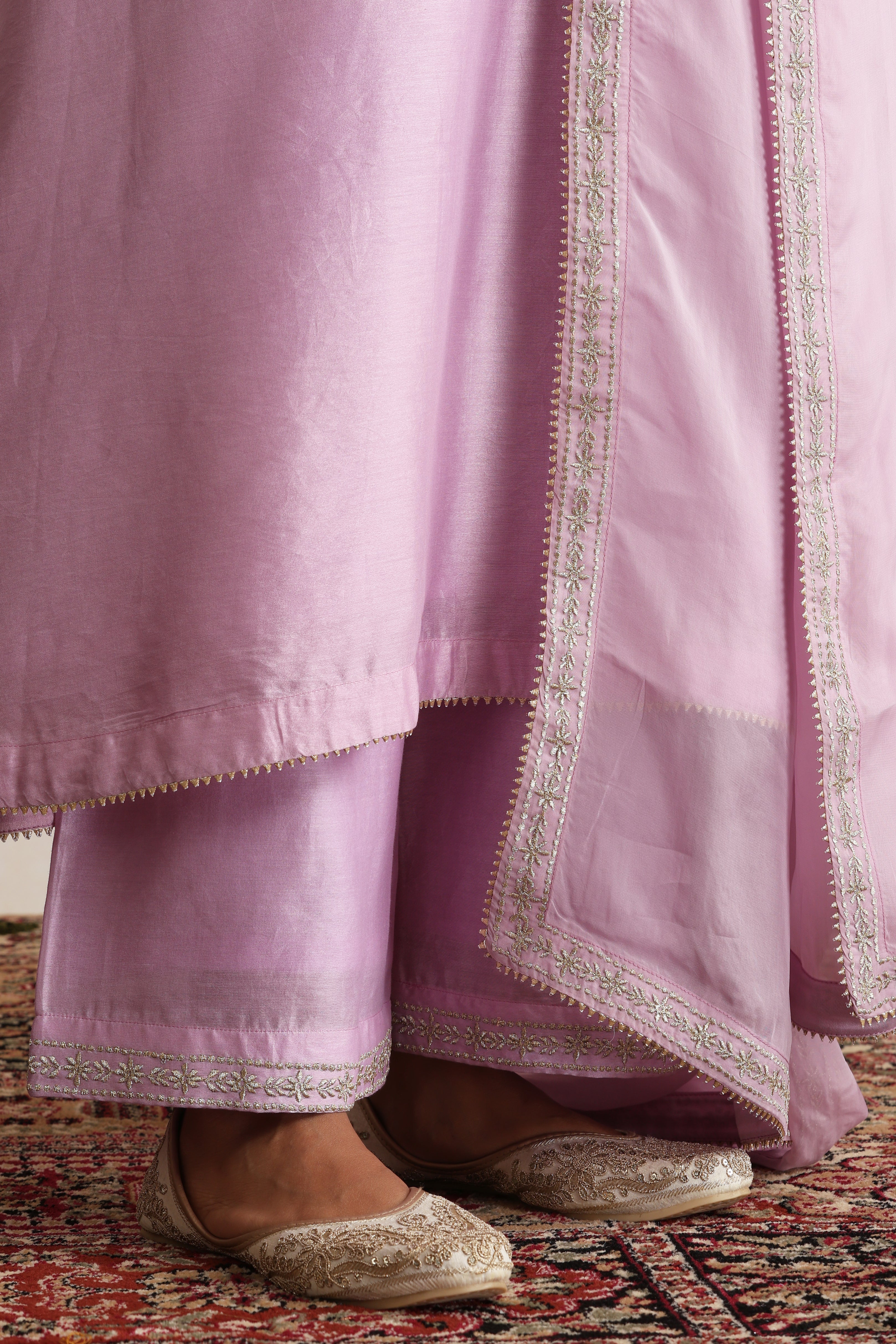 Nimiti Lavender Embroidered Pintex Kurta Set with Dupatta