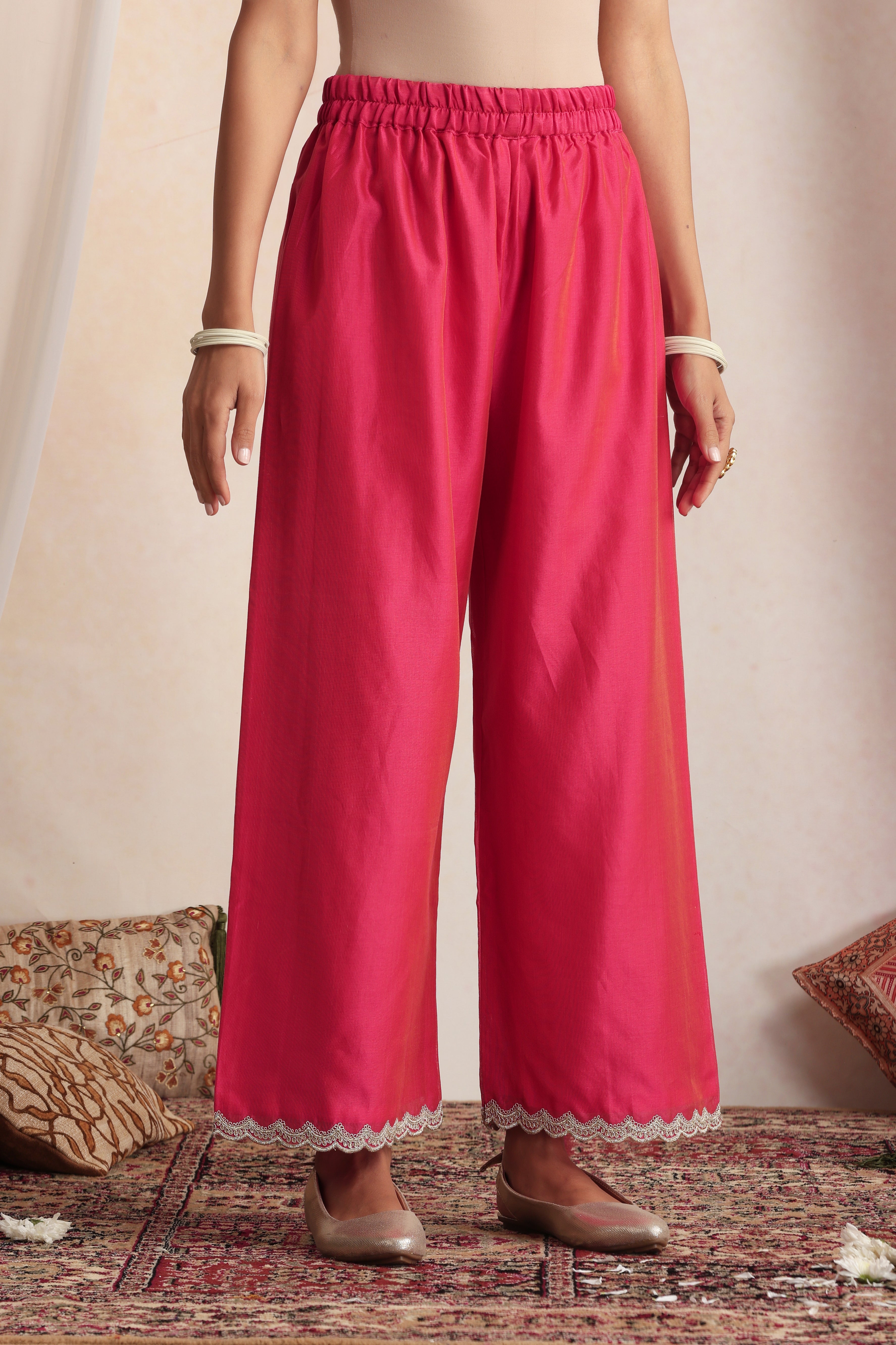 Saundh Magenta Embroidered Kurta Set with Dupatta