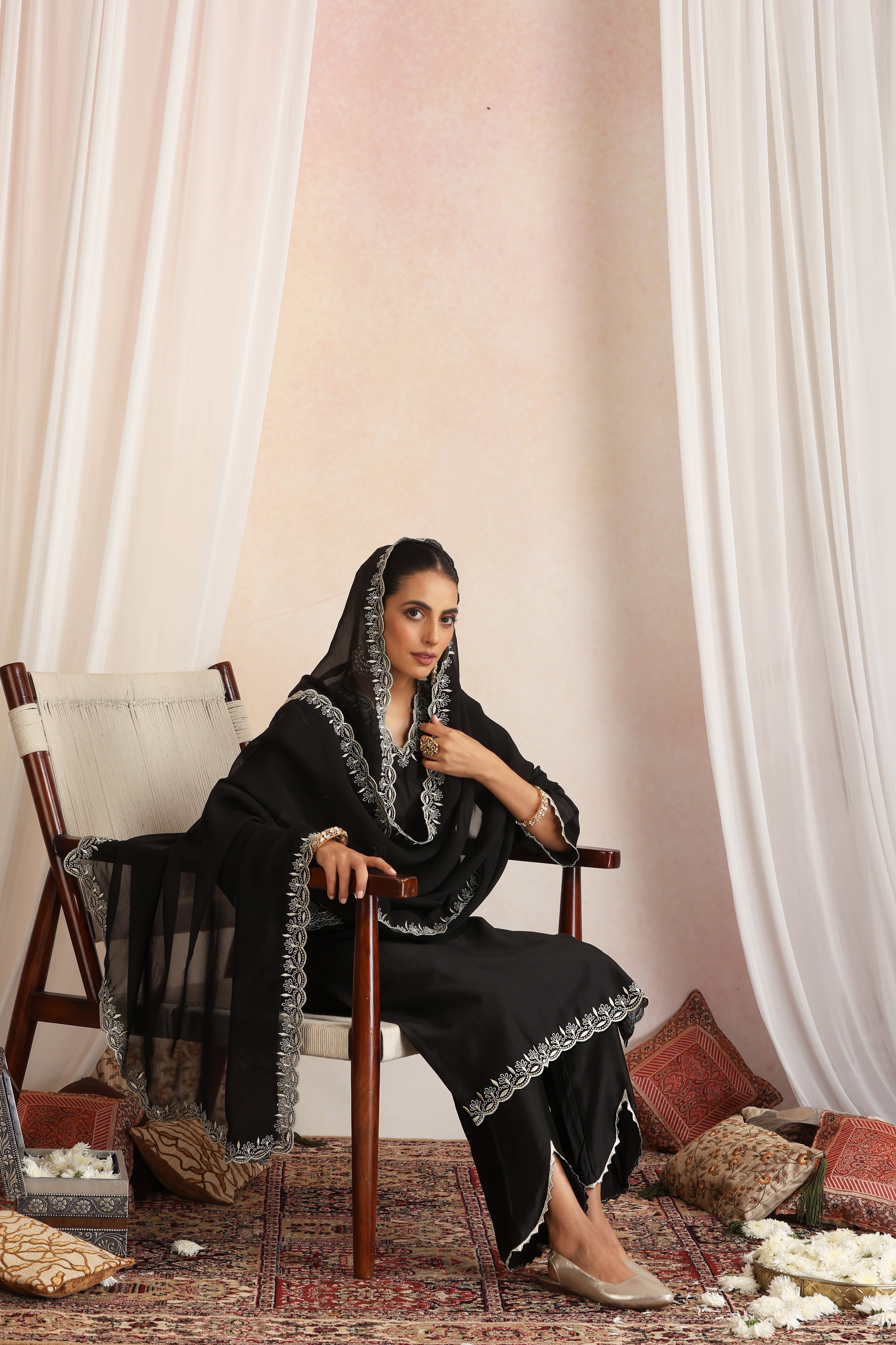 Aradhika Black Embroidered Kurta Set with Dupatta