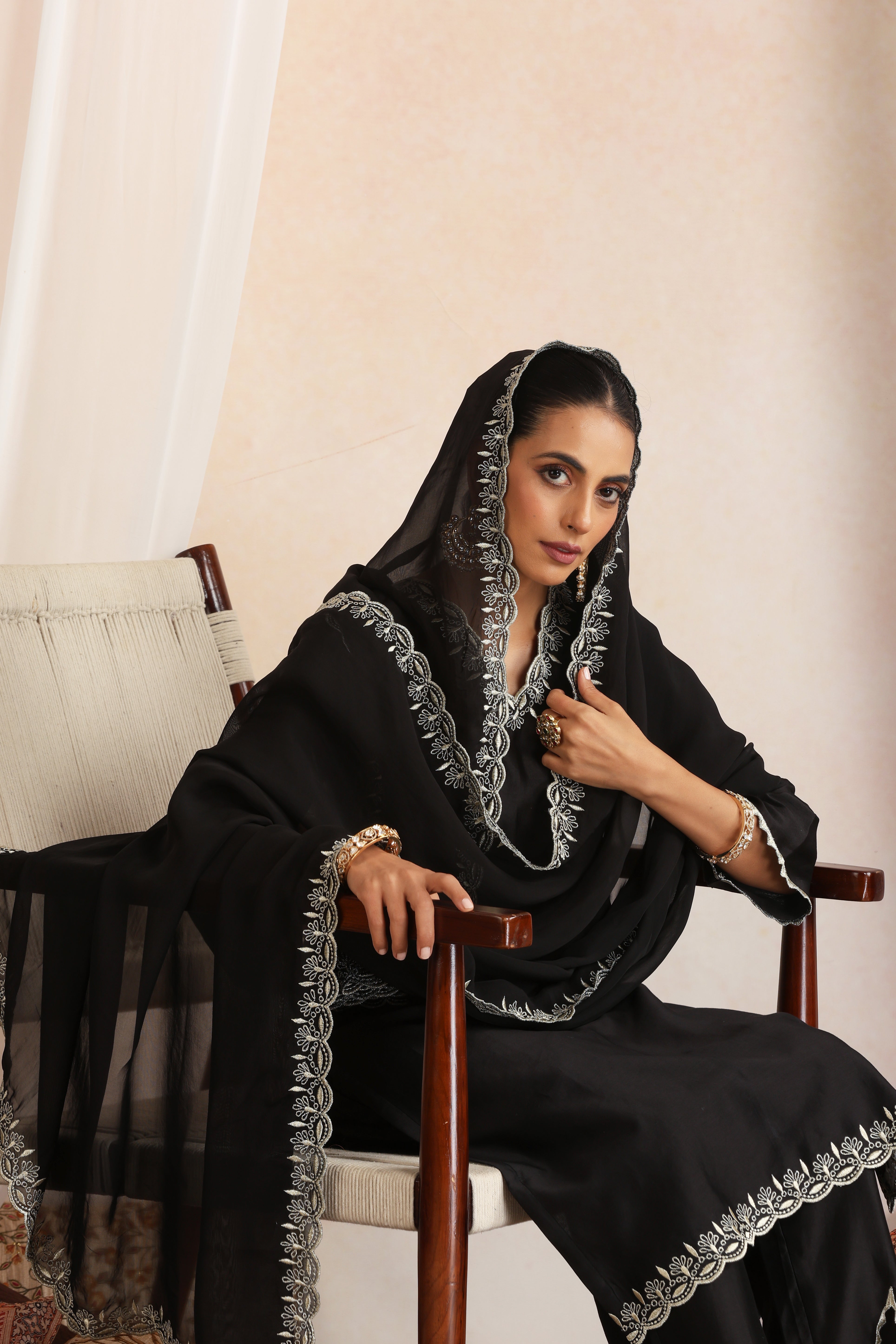 Aradhika Black Embroidered Kurta Set with Dupatta