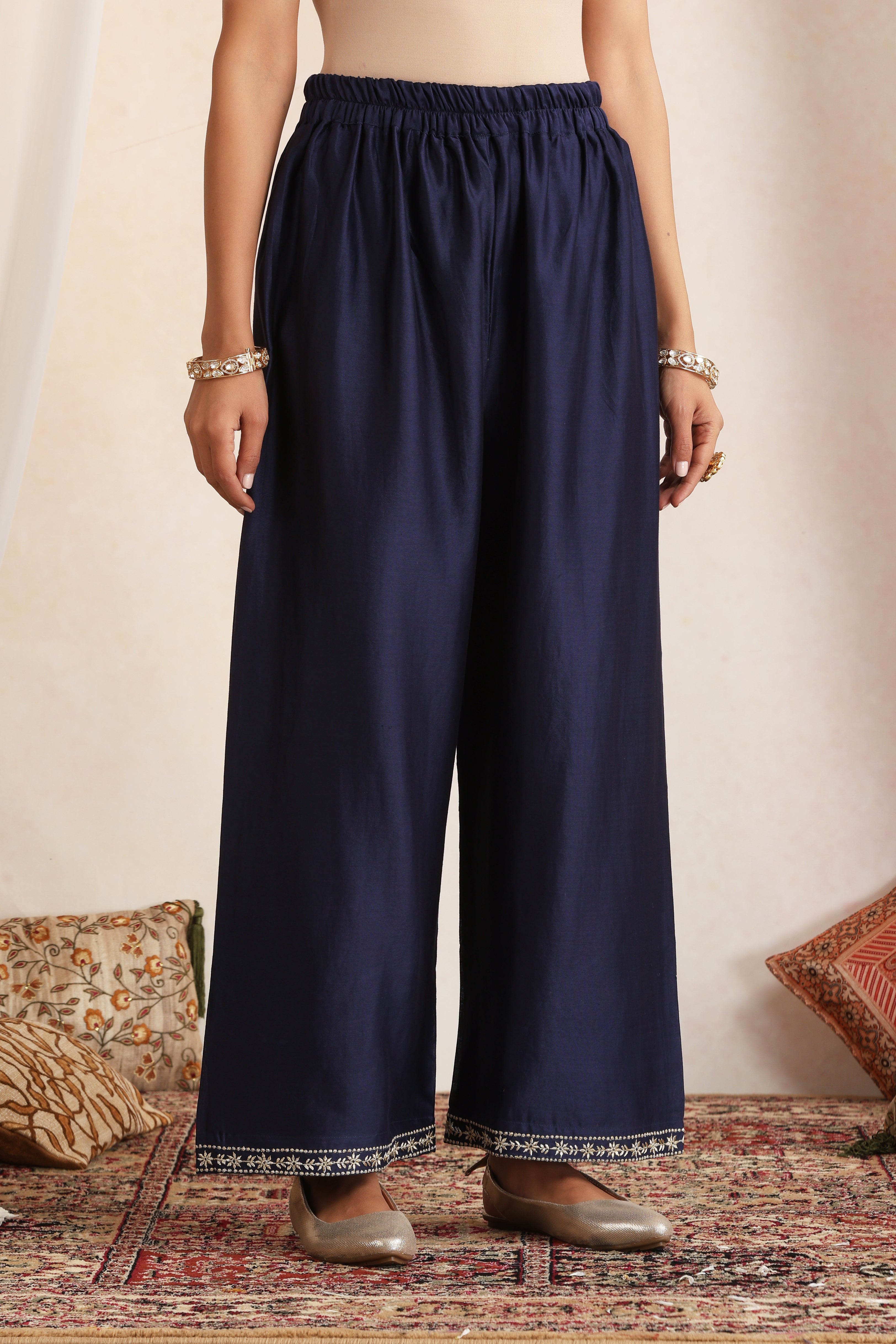 Gulzar Navy Blue Embroidered Kurta Set with Dupatta