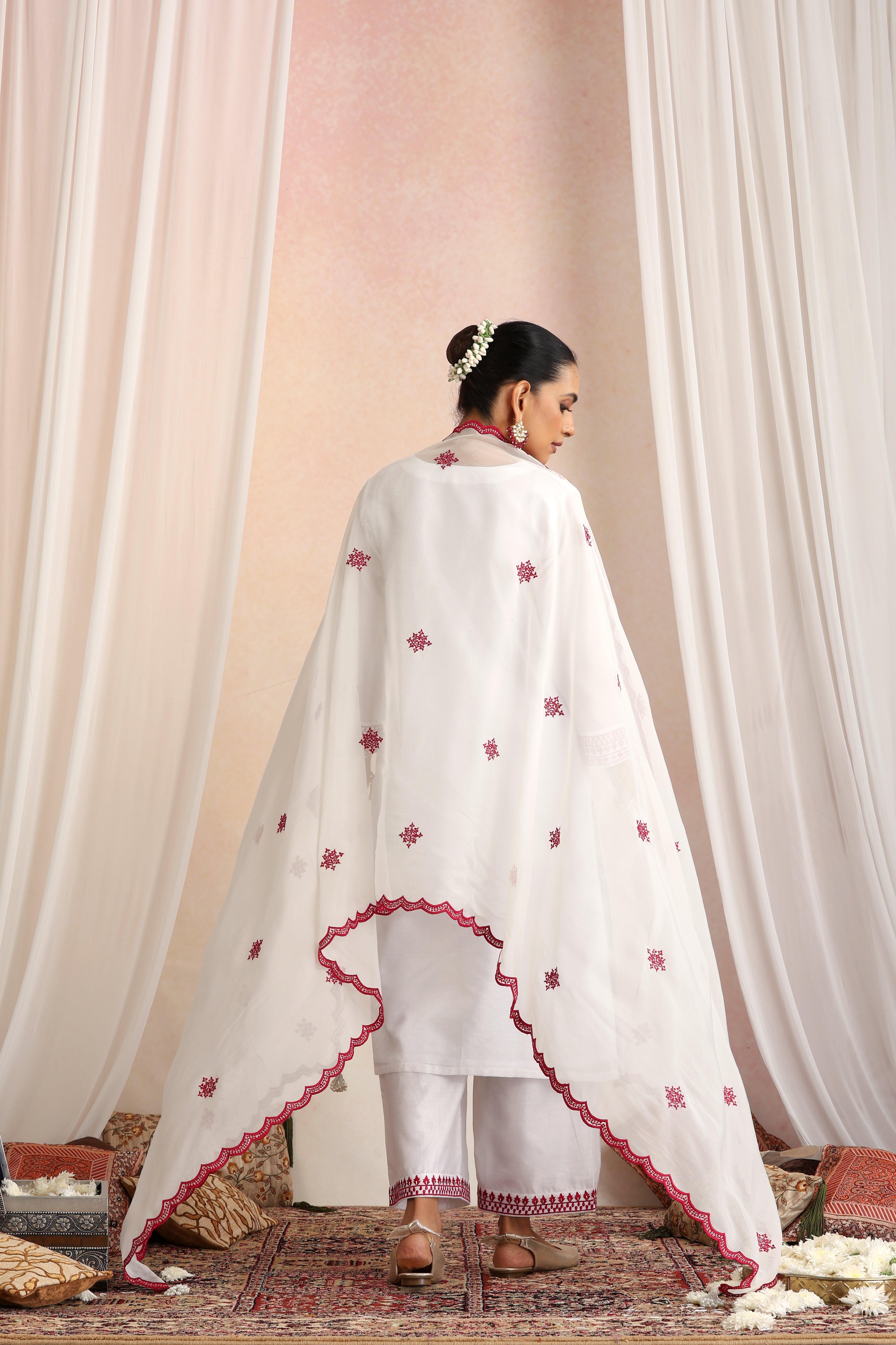 Sheetal White Embroidered Kurta Set with Dupatta