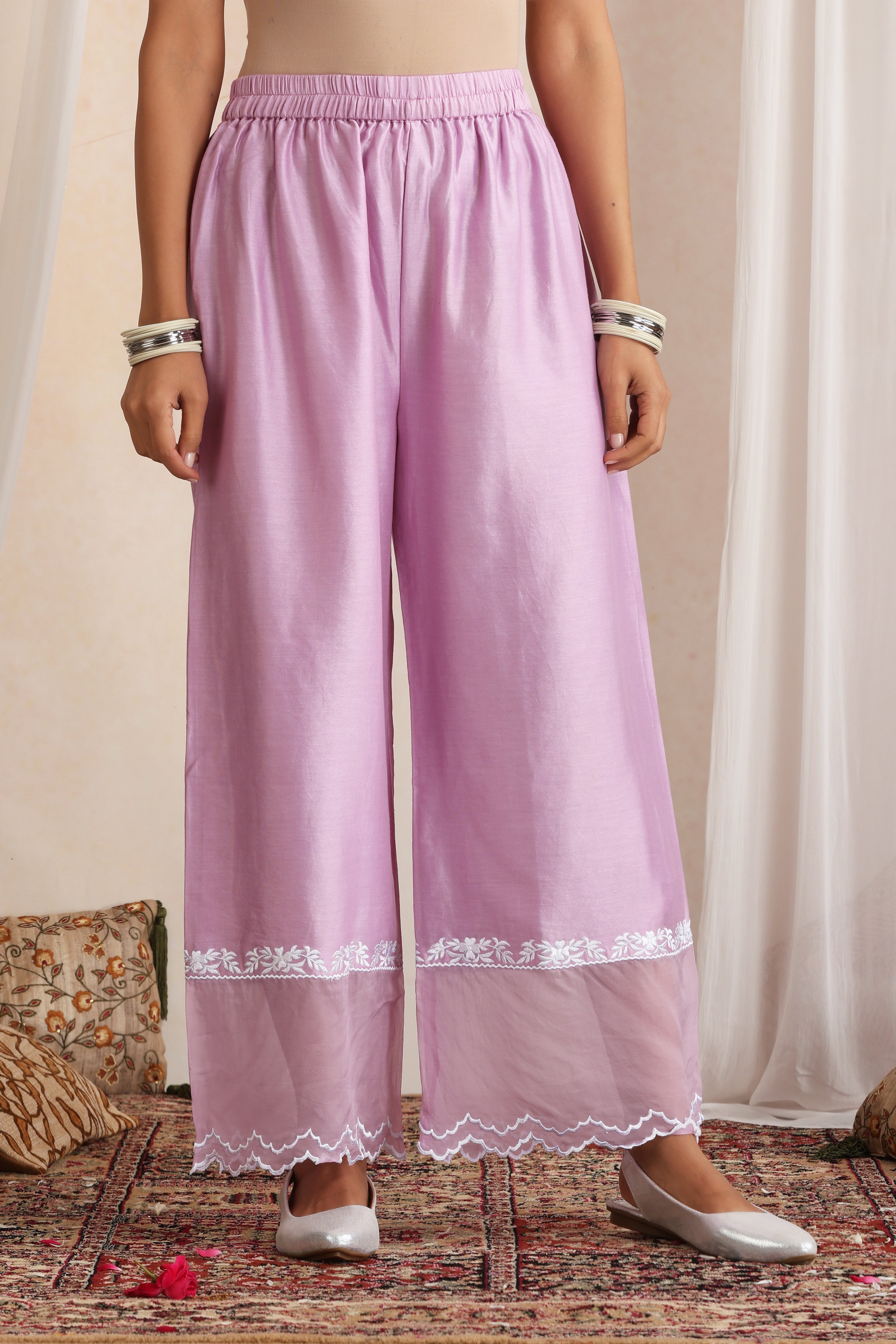 Devika Lavender Embroidered Kurta Set with Dupatta