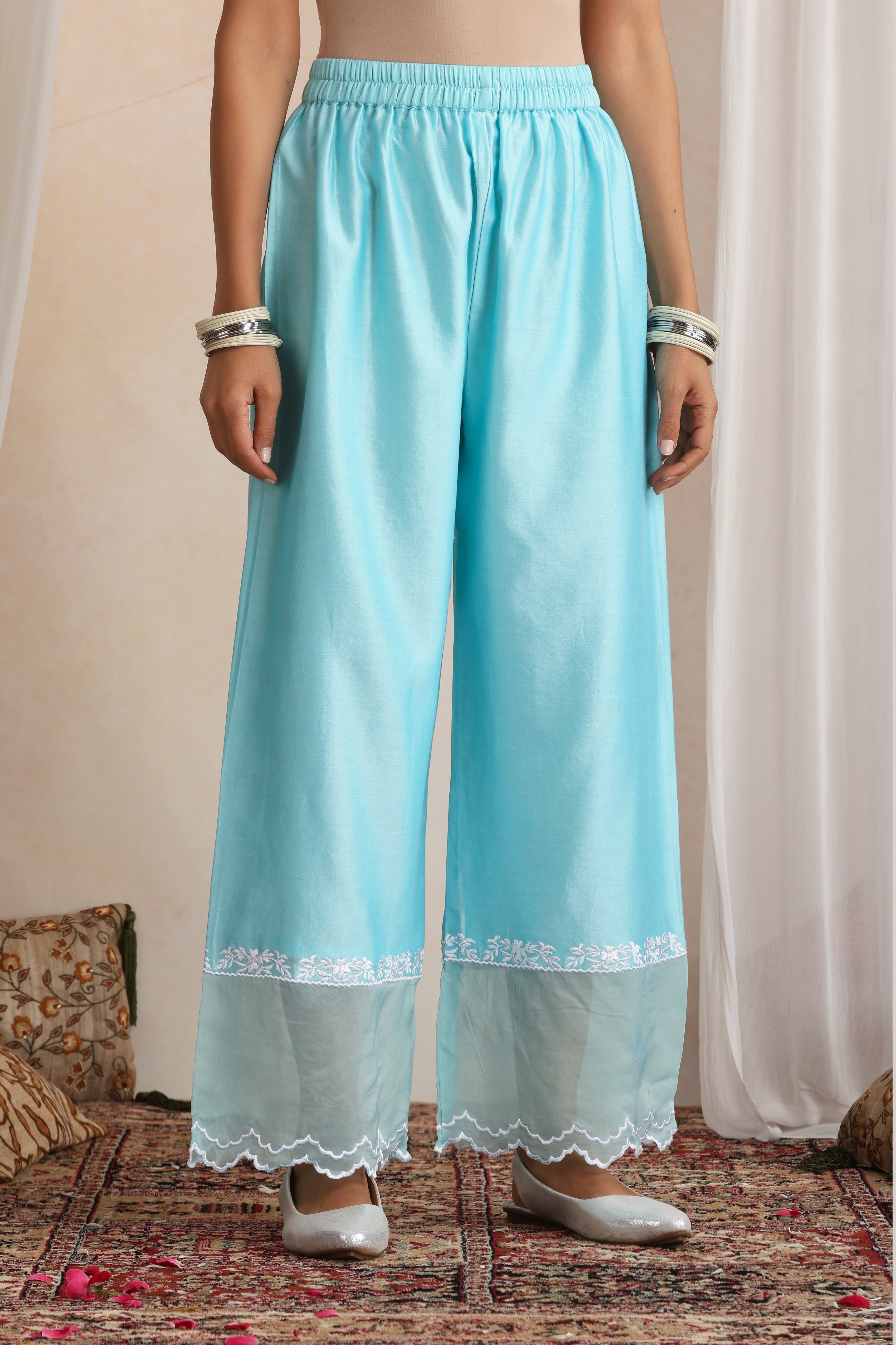Adah Pastel Blue Embroidered Kurta Set with Dupatta
