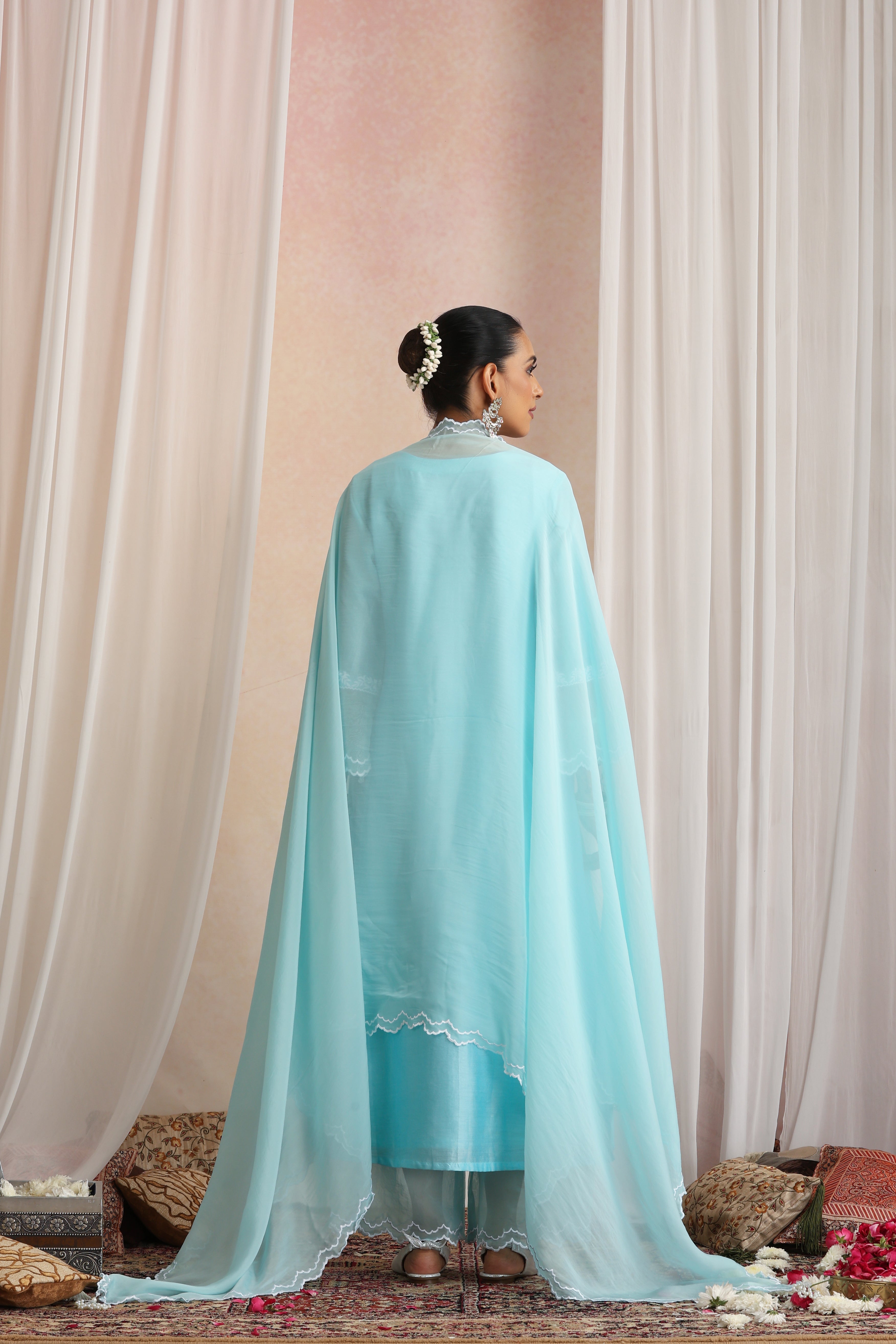 Adah Pastel Blue Embroidered Kurta Set with Dupatta