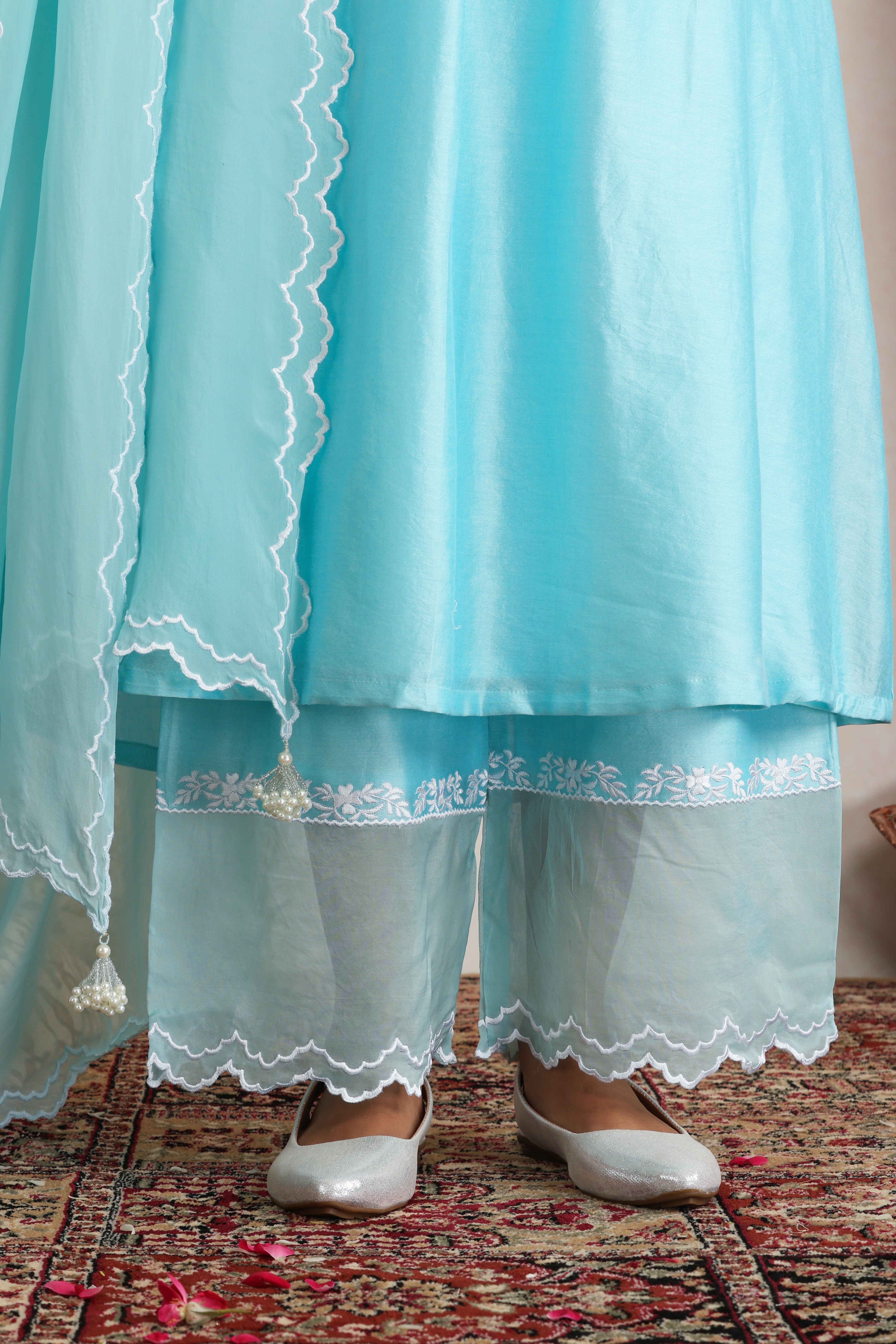 Adah Pastel Blue Embroidered Kurta Set with Dupatta