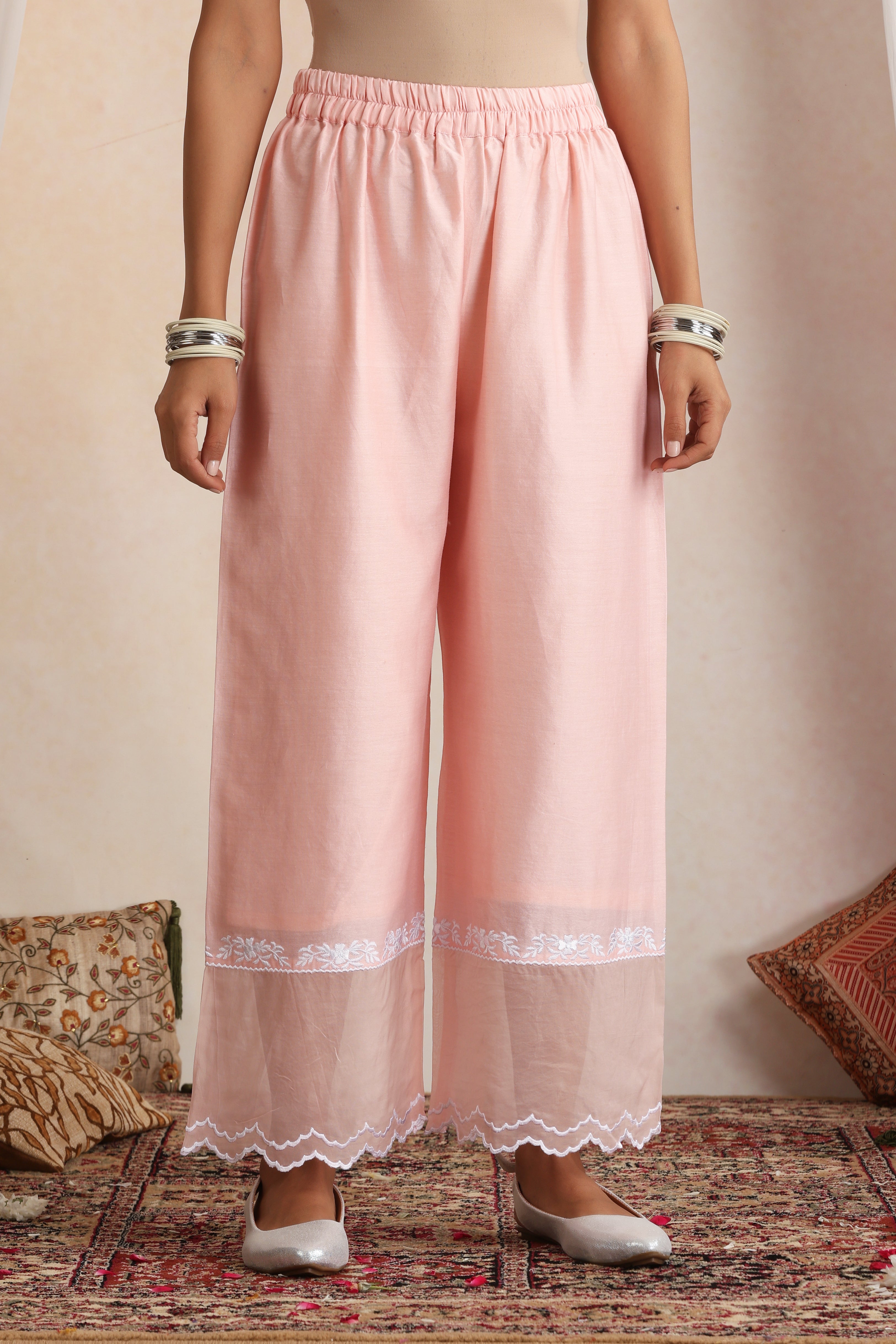 Adah Peach Embroidered Kurta Set with Dupatta
