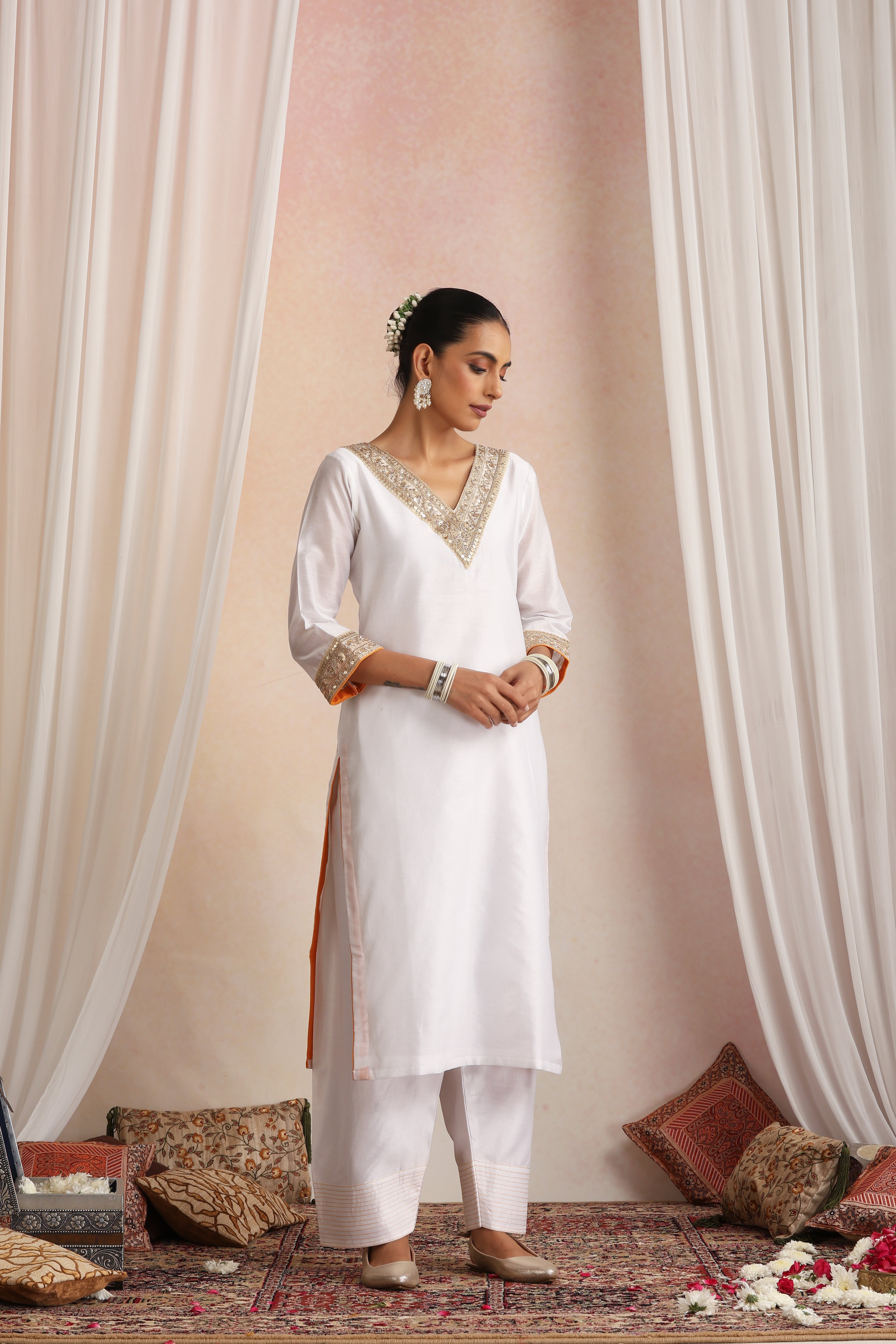 Chandini White Kurta Set with Dupatta