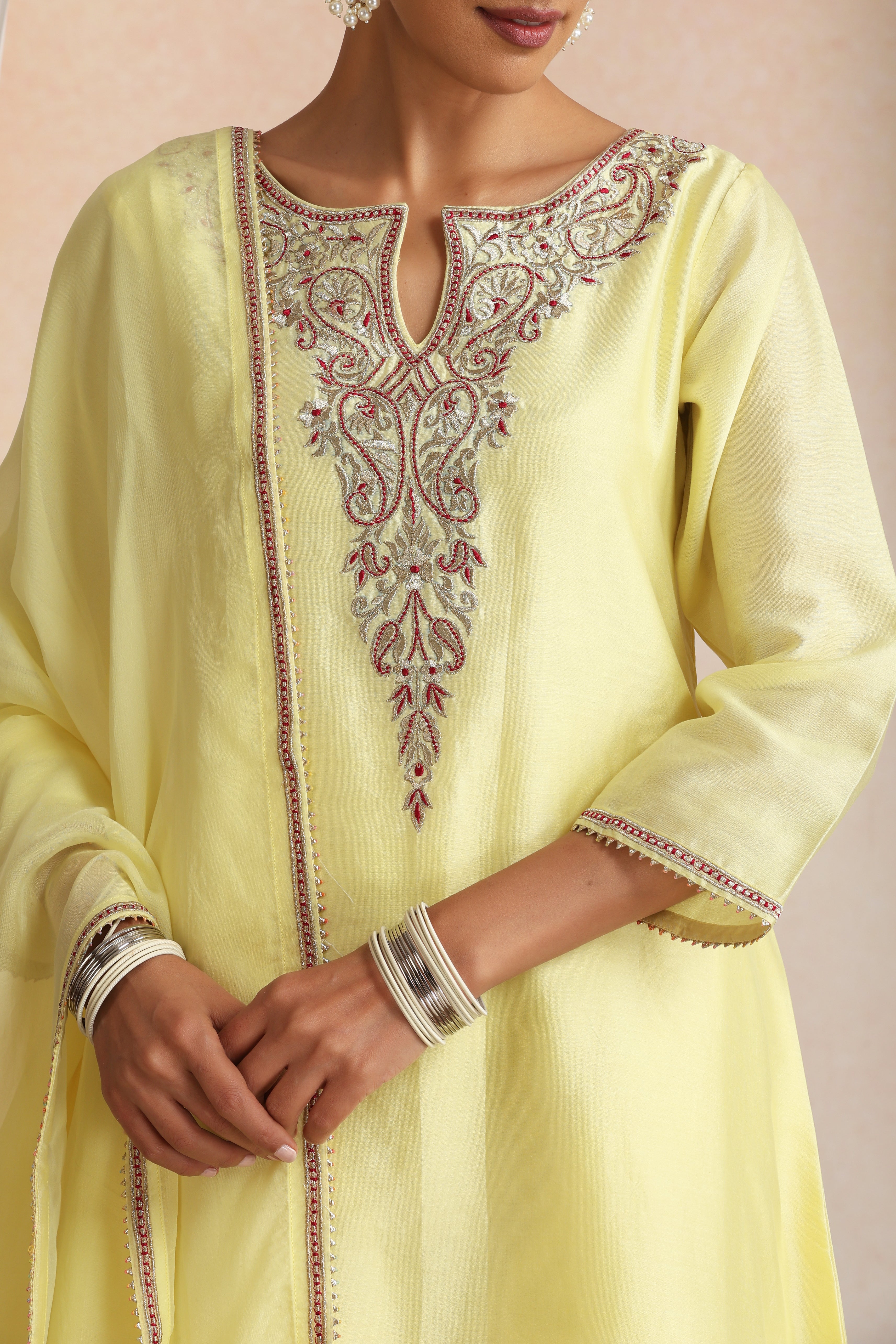 Sunehri Yellow Embroidered Kurta Set with Dupatta