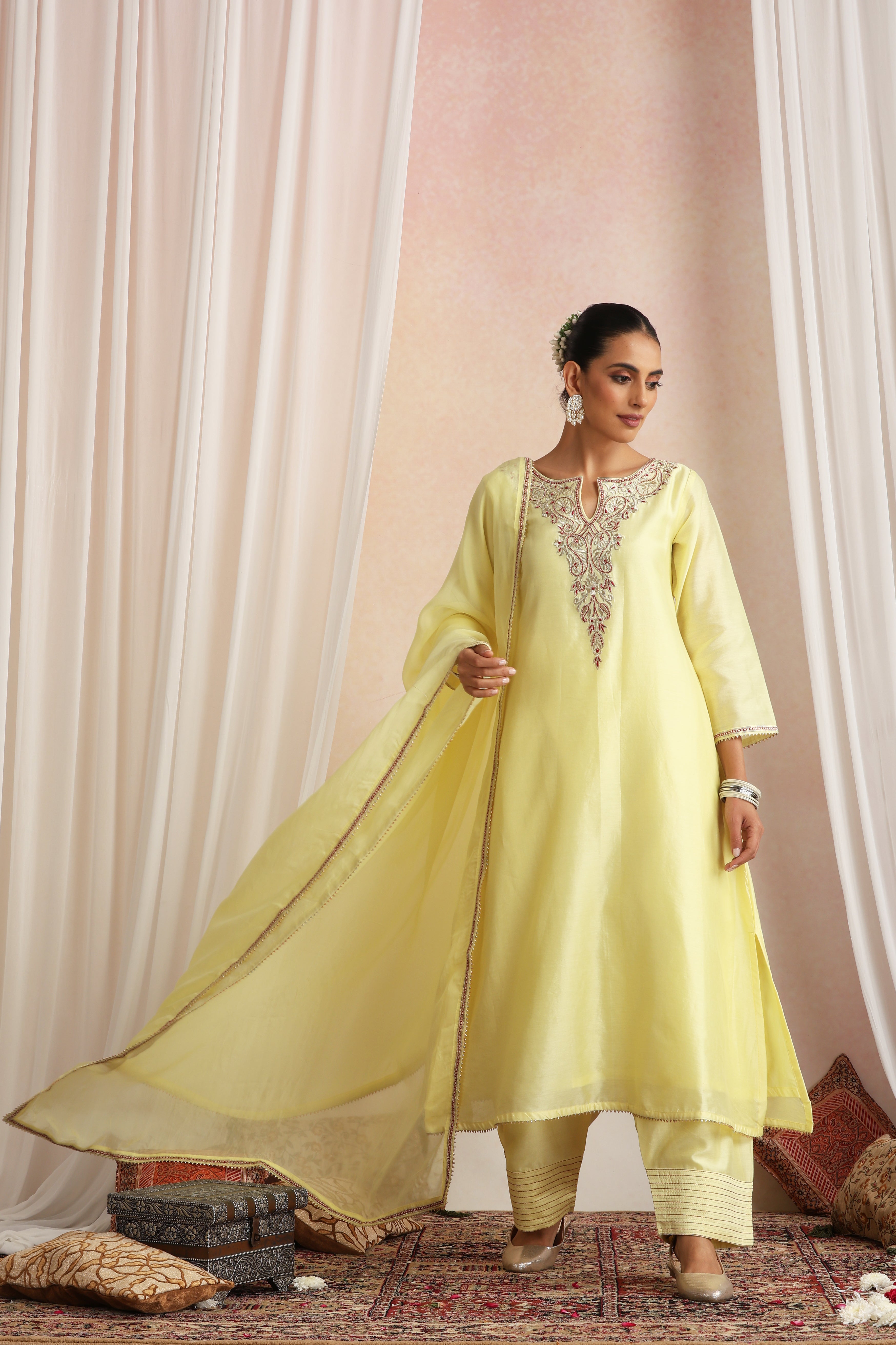 Sunehri Yellow Embroidered Kurta Set with Dupatta