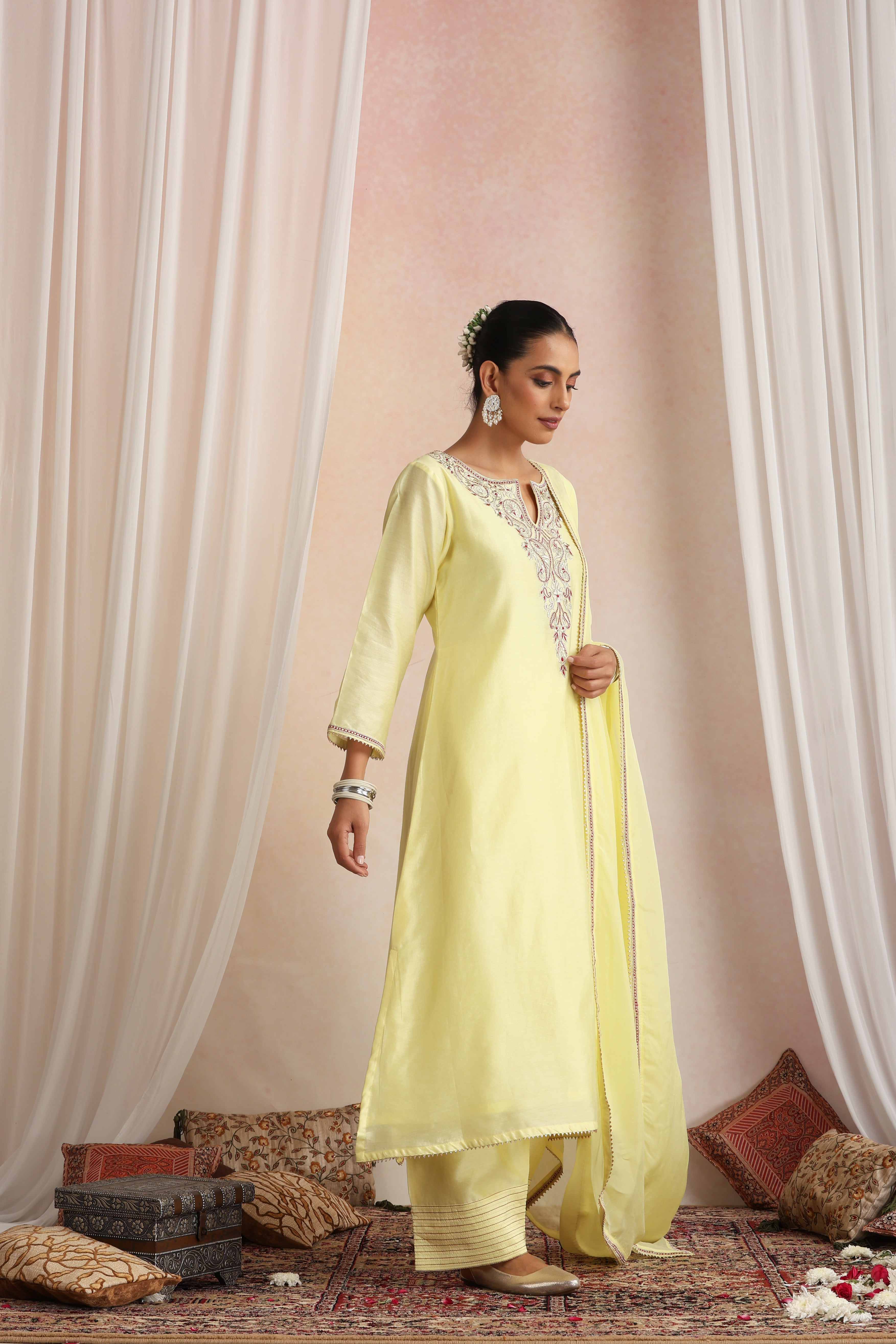 Sunehri Yellow Embroidered Kurta Set with Dupatta