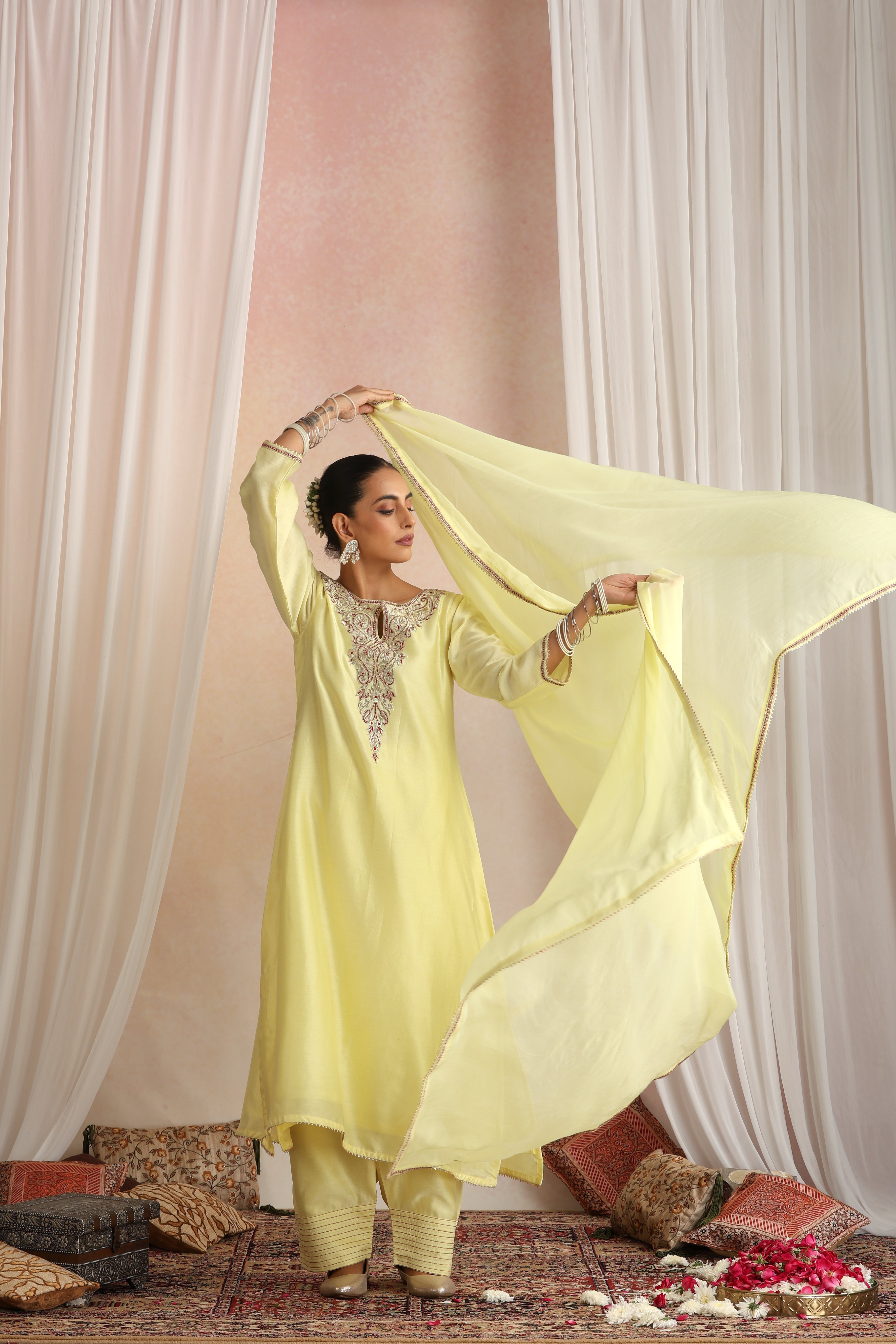 Sunehri Yellow Embroidered Kurta Set with Dupatta