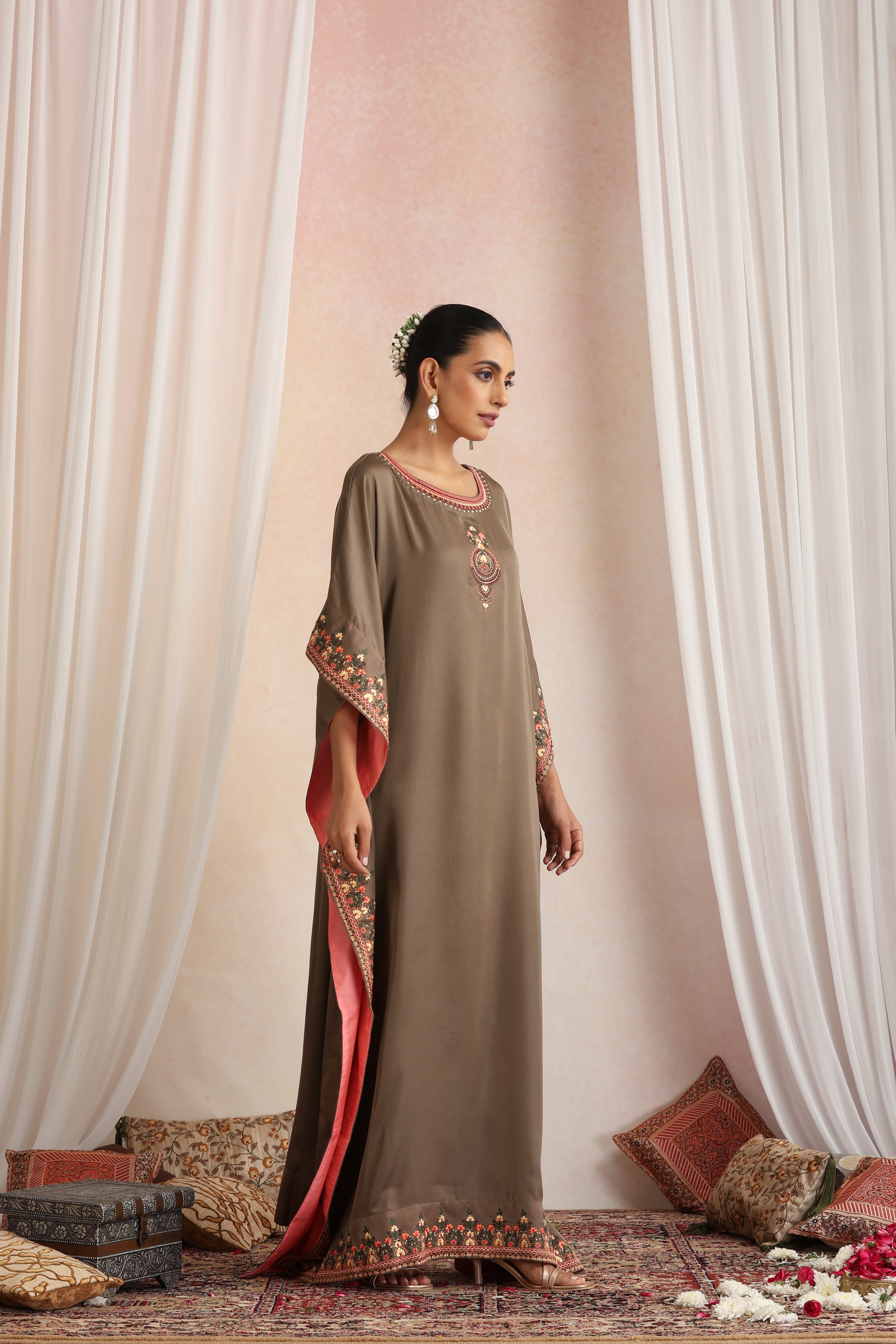 Rooh Olive Embroidered Kaftan