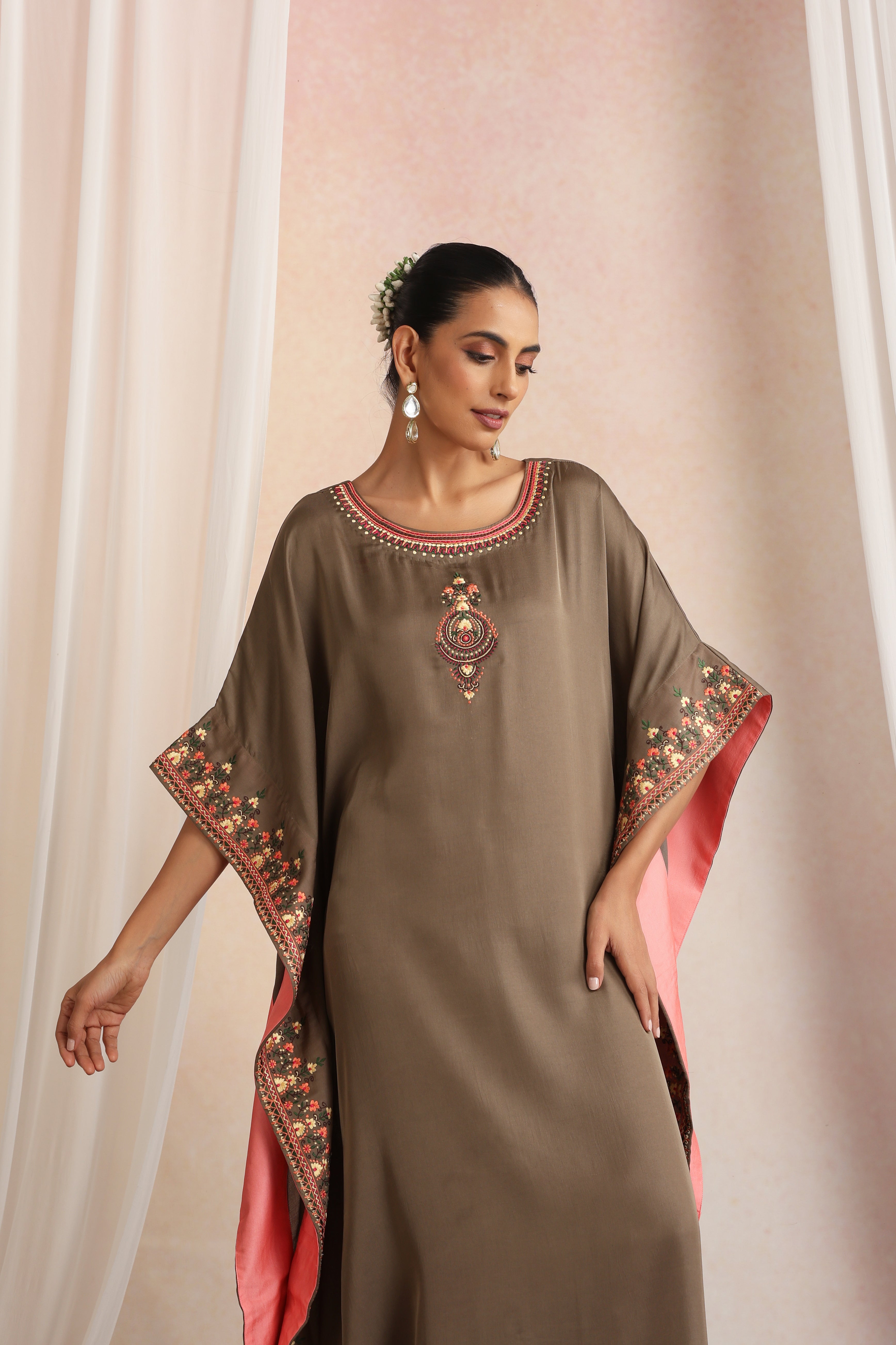 Rooh Olive Embroidered Kaftan
