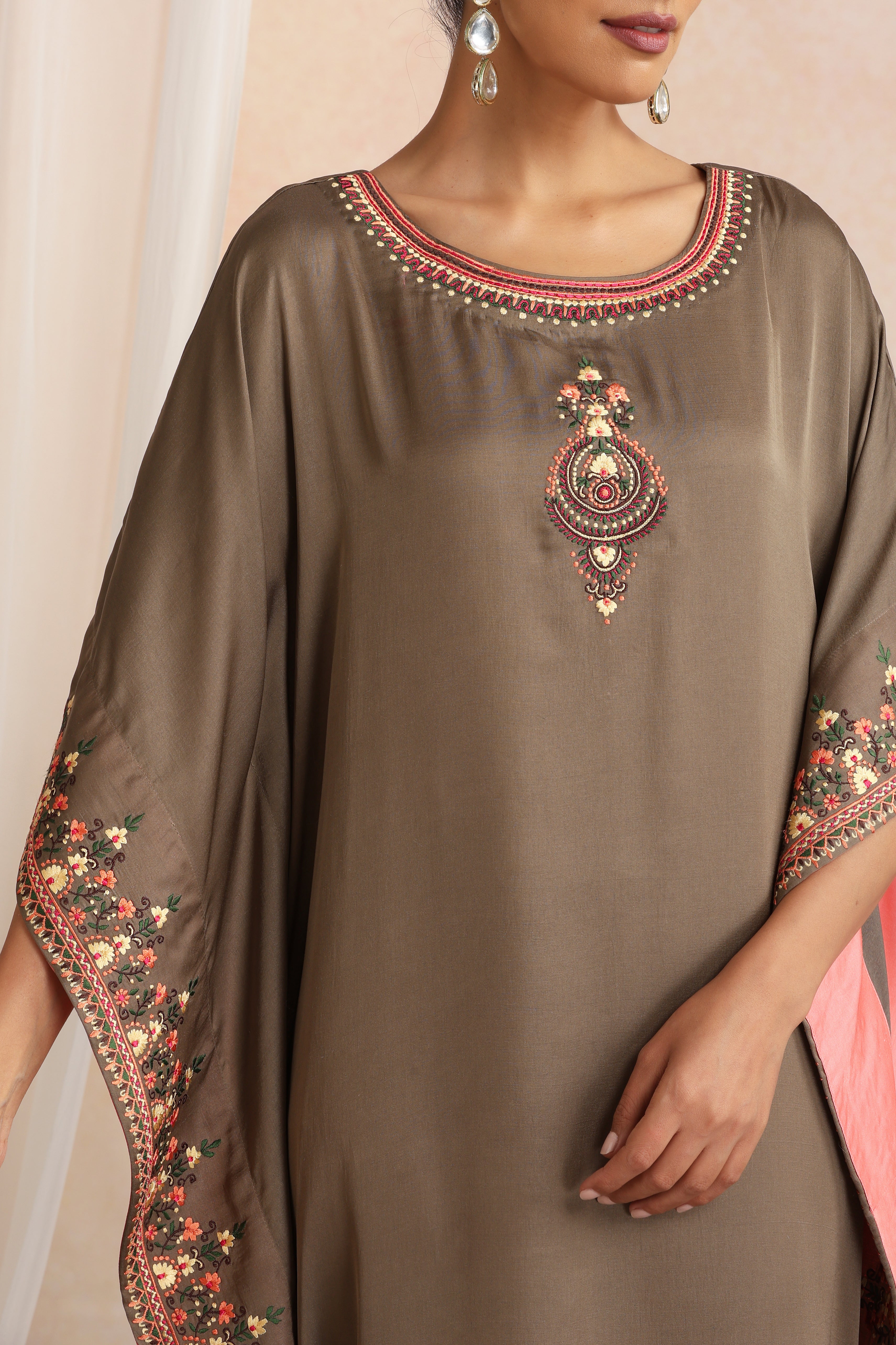 Rooh Olive Embroidered Kaftan