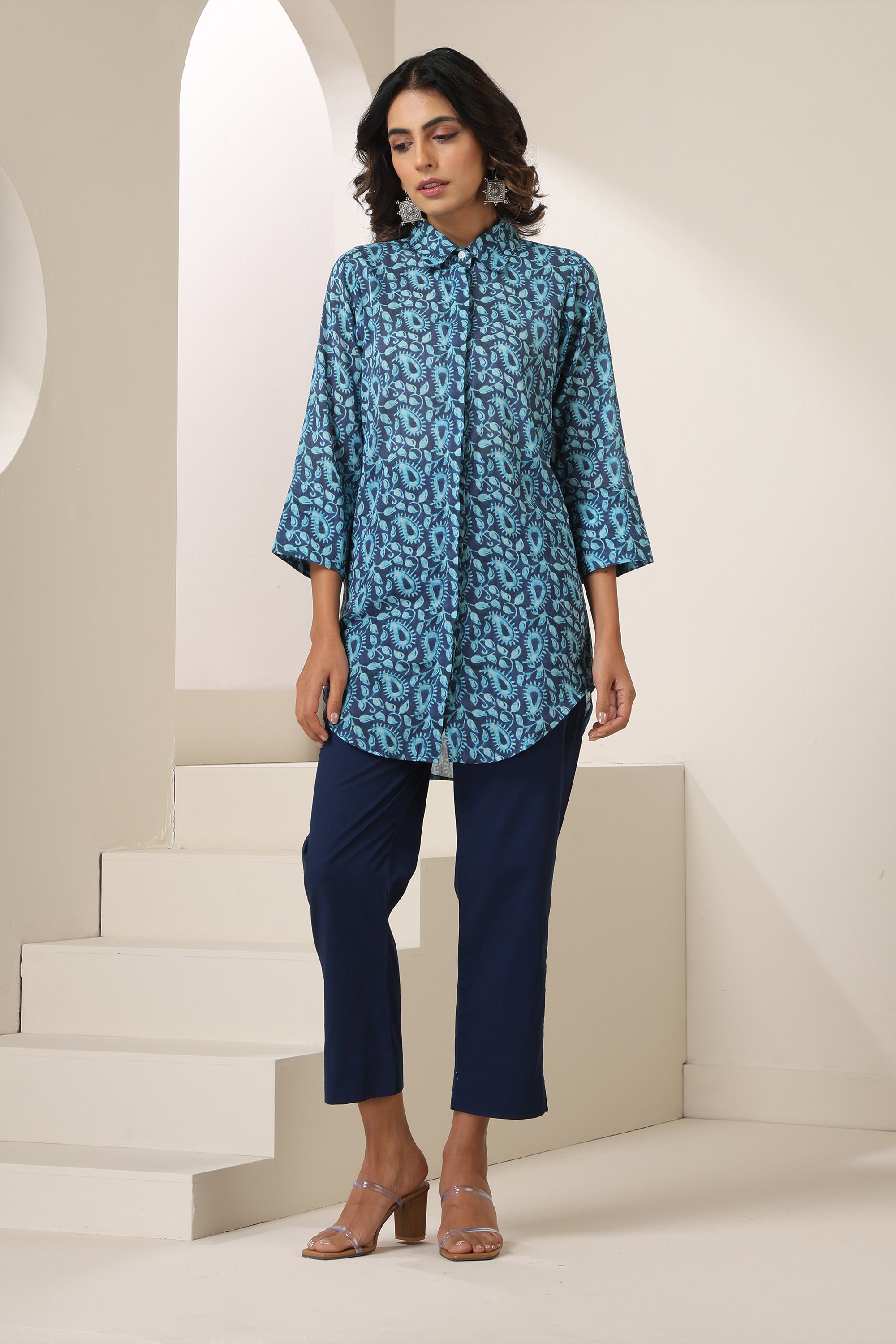 Maheen Indigo Paisley Print Co-ord Set
