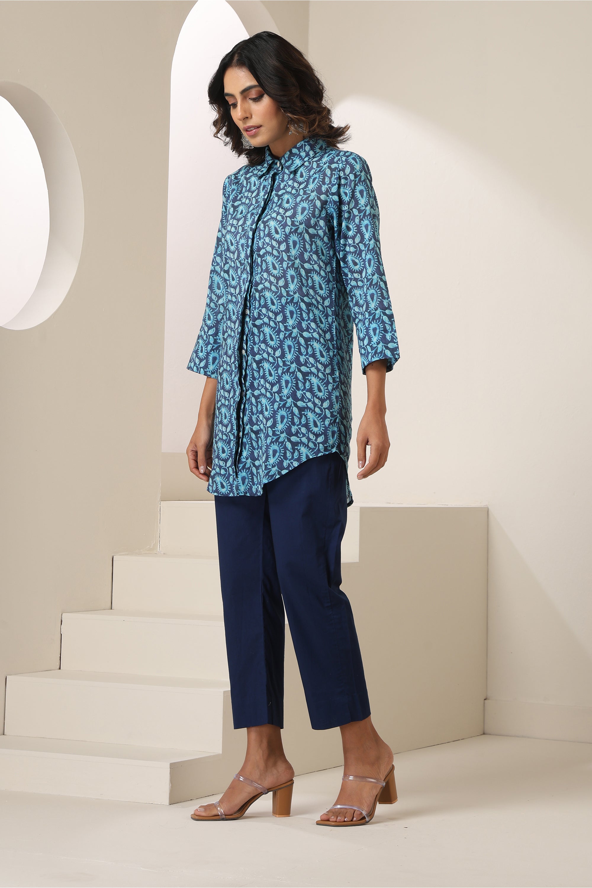 Maheen Indigo Paisley Print Co-ord Set