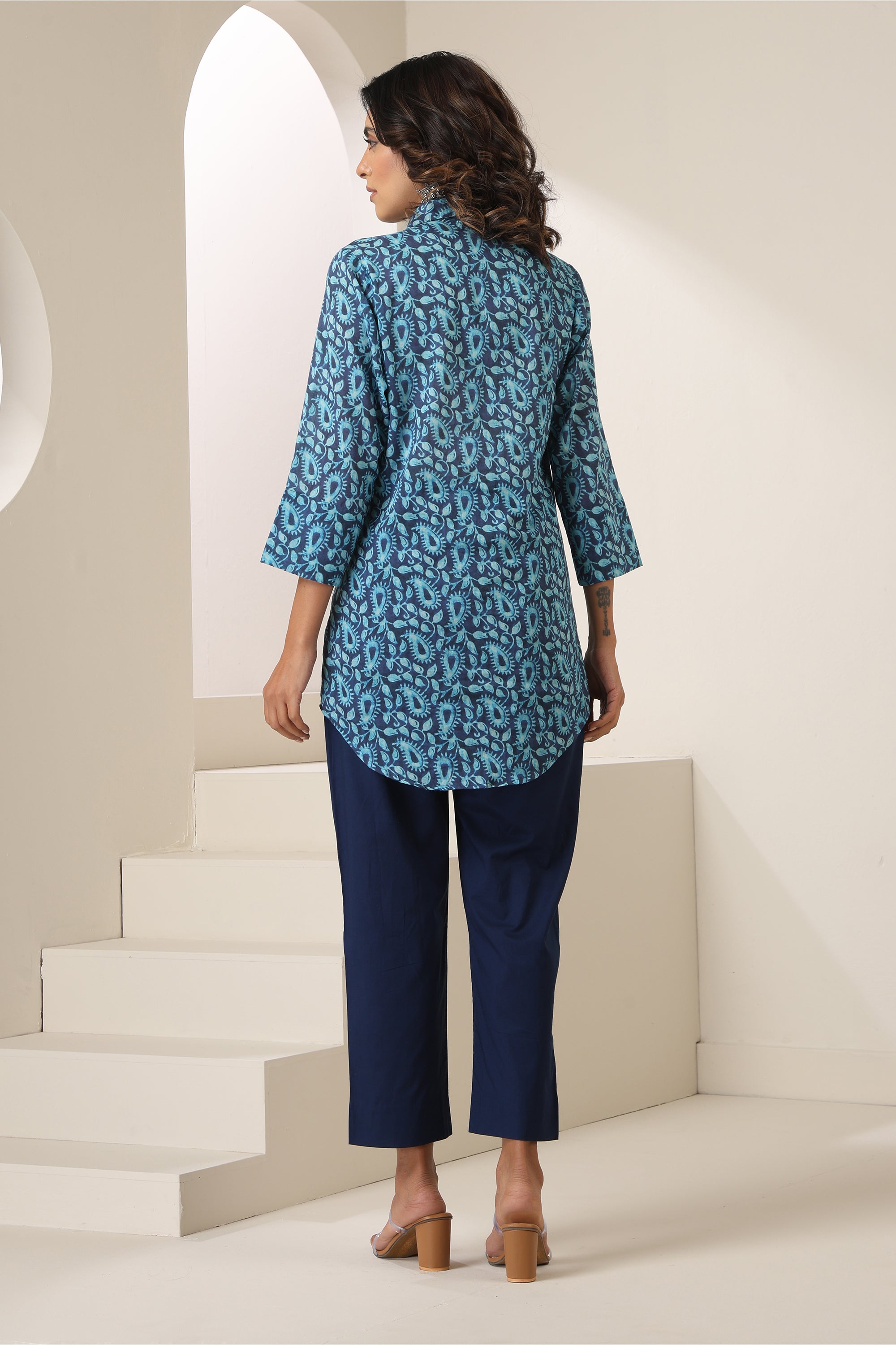 Maheen Indigo Paisley Print Co-ord Set