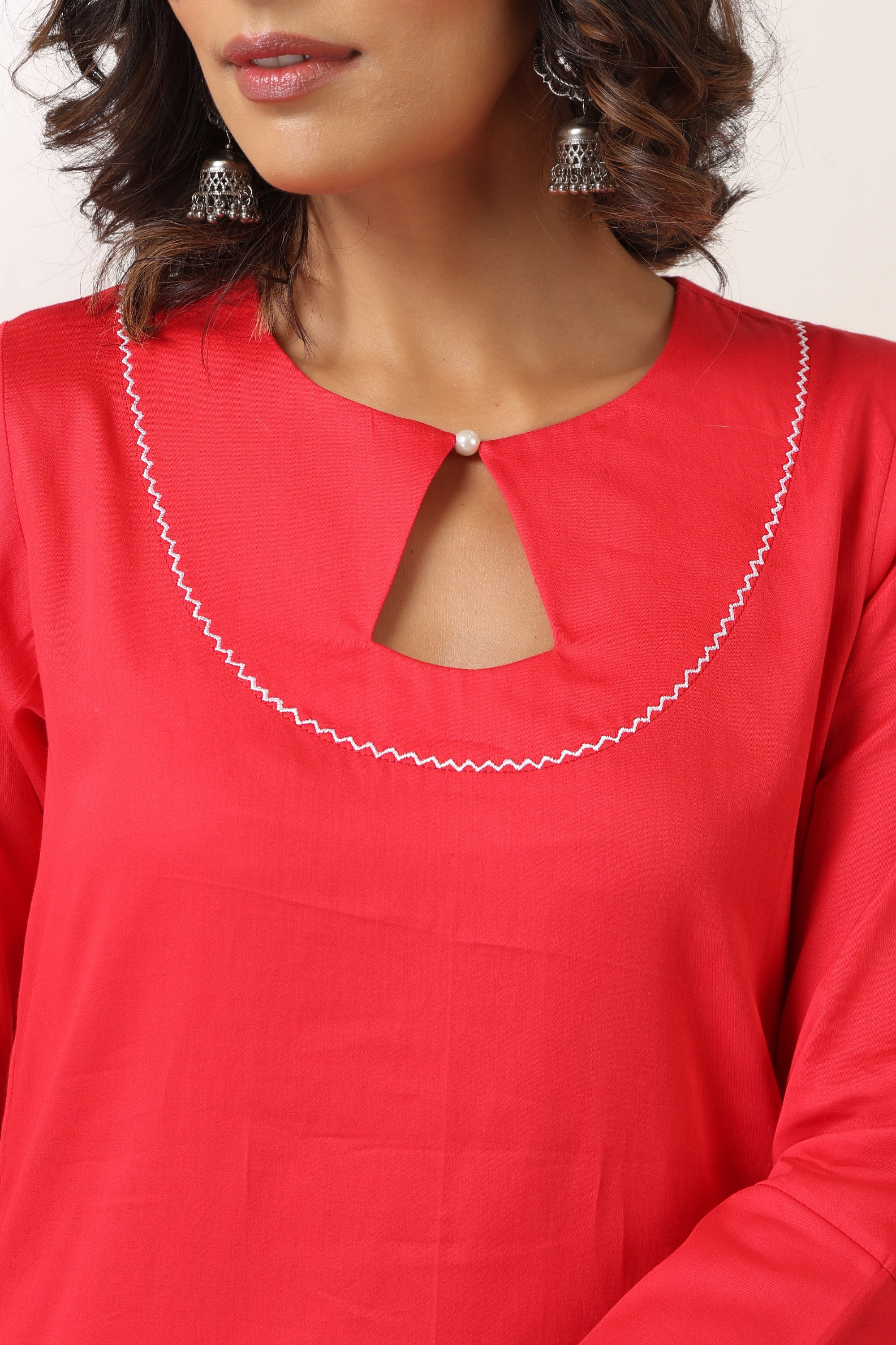 Mrisha Coral Pink Embroidered Kurta Set